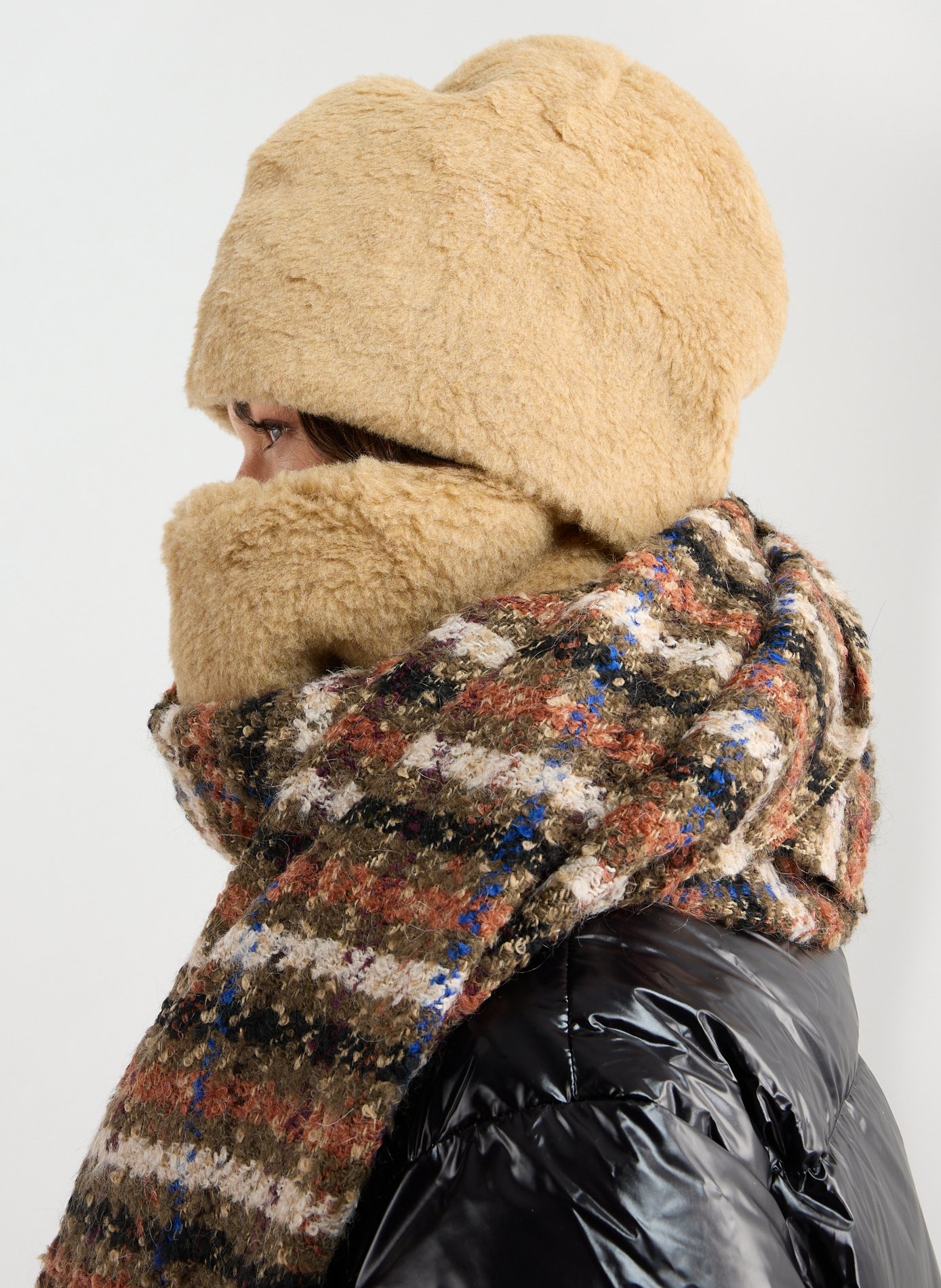 Scarf and beanie in blended wool OUR LEGACY Brown