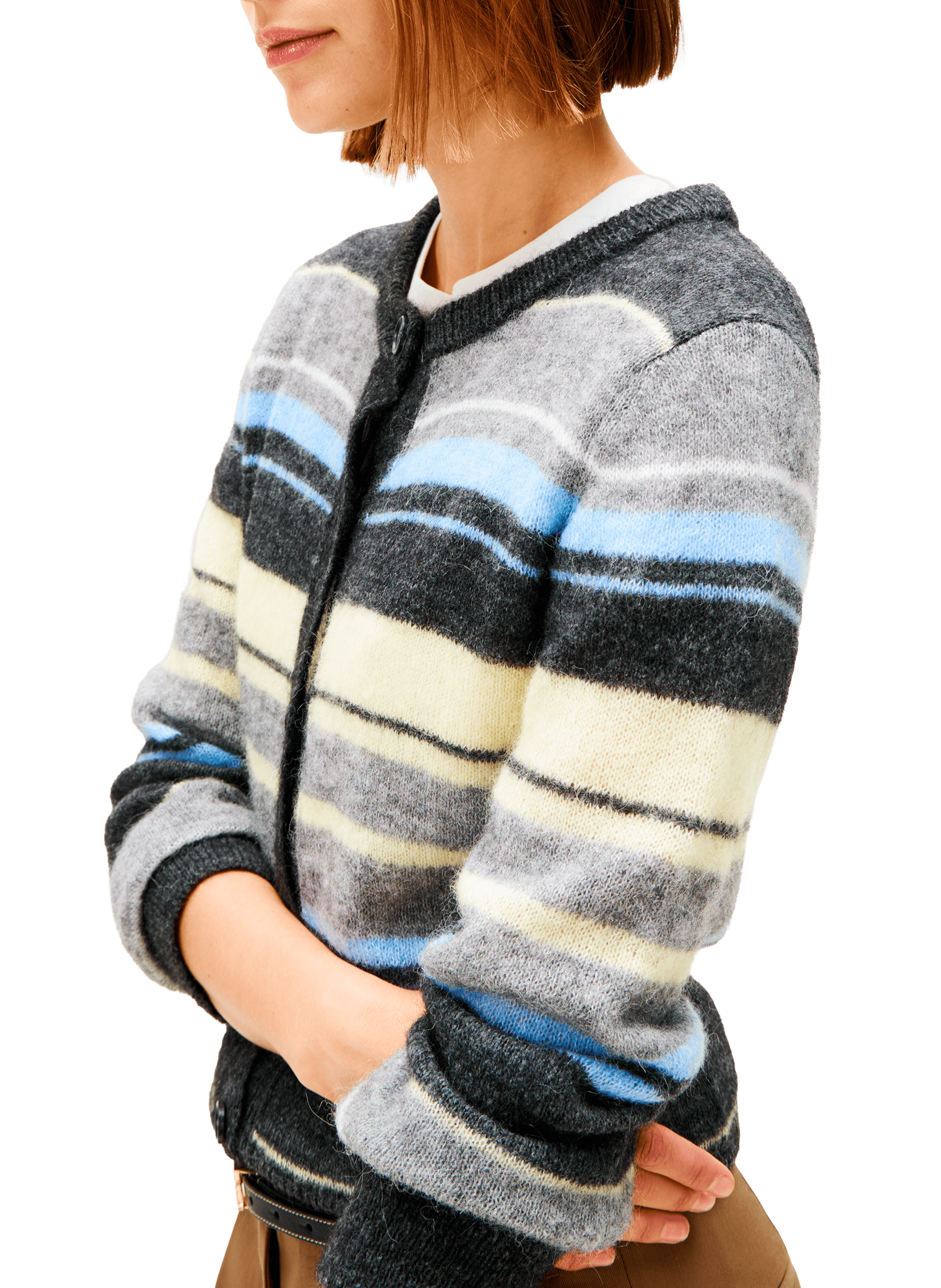 Cardigan droit rayé en alpaga mélangé TOMMY HILFIGER Multicolore