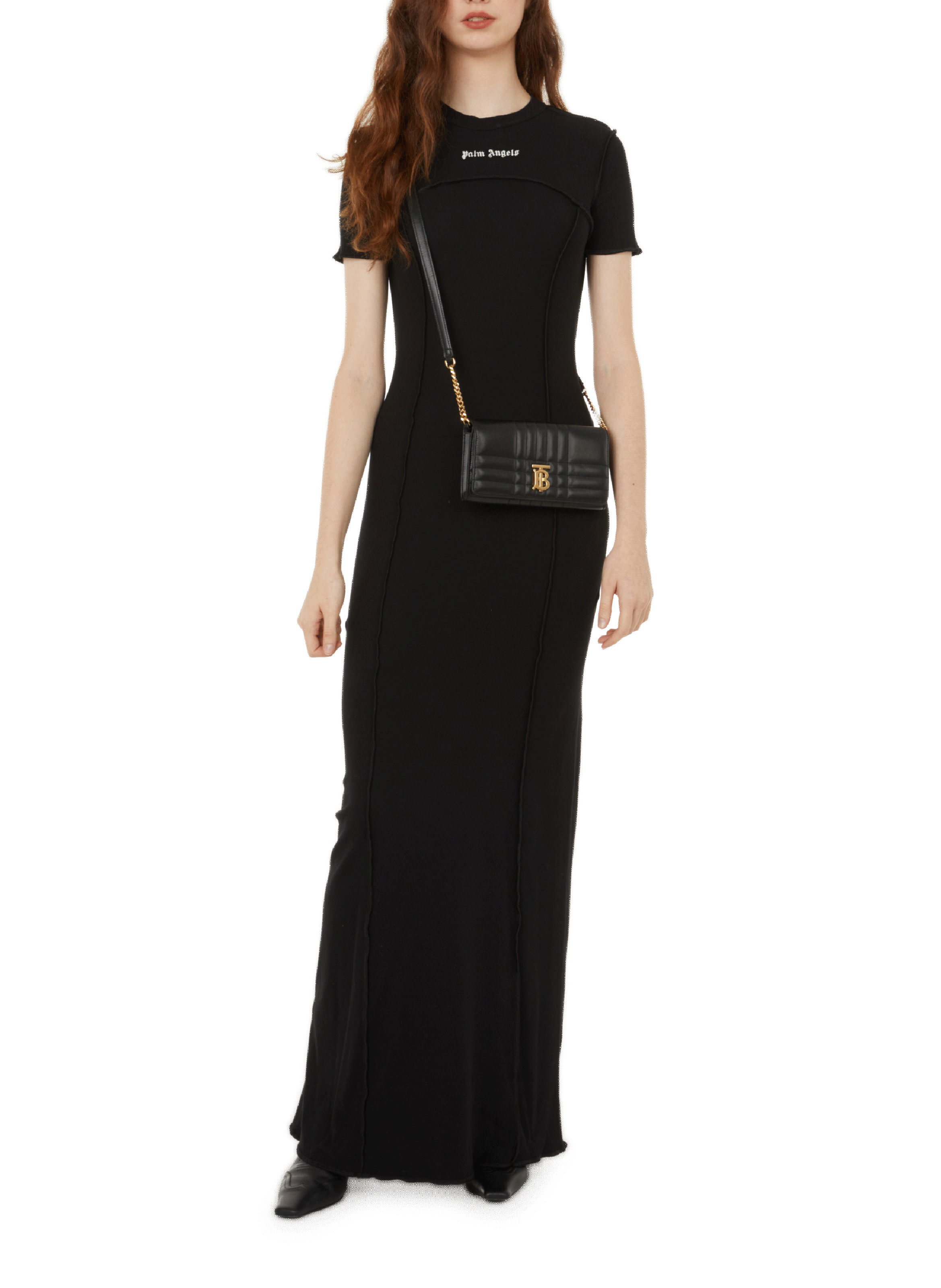 PALM ANGELS Robe longue en coton  Noir