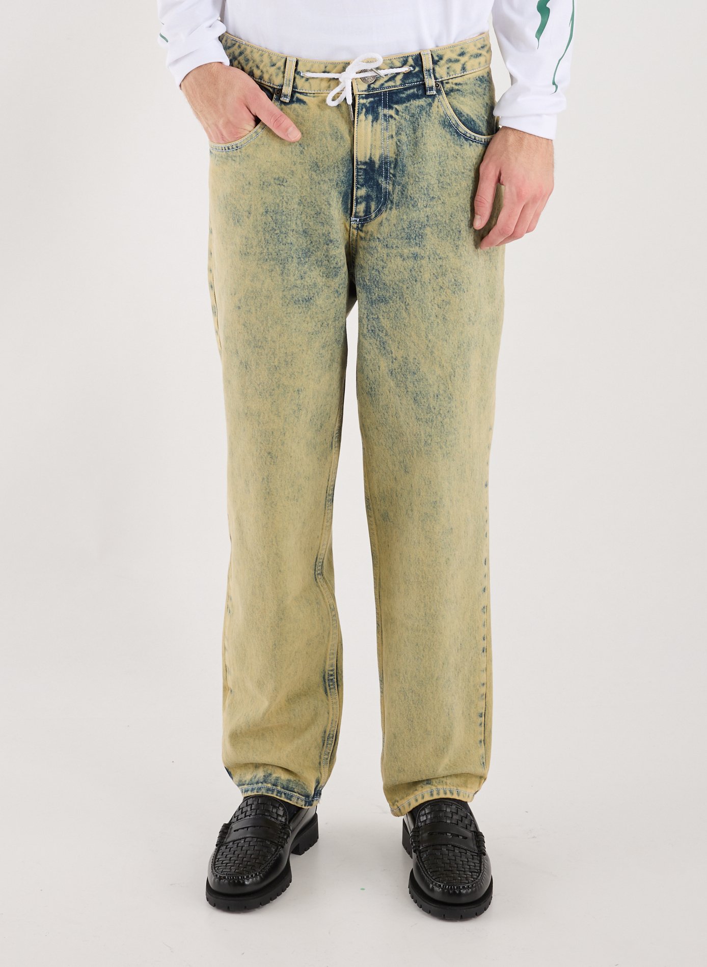 Jean droit délavé en coton JACKER. Bleu