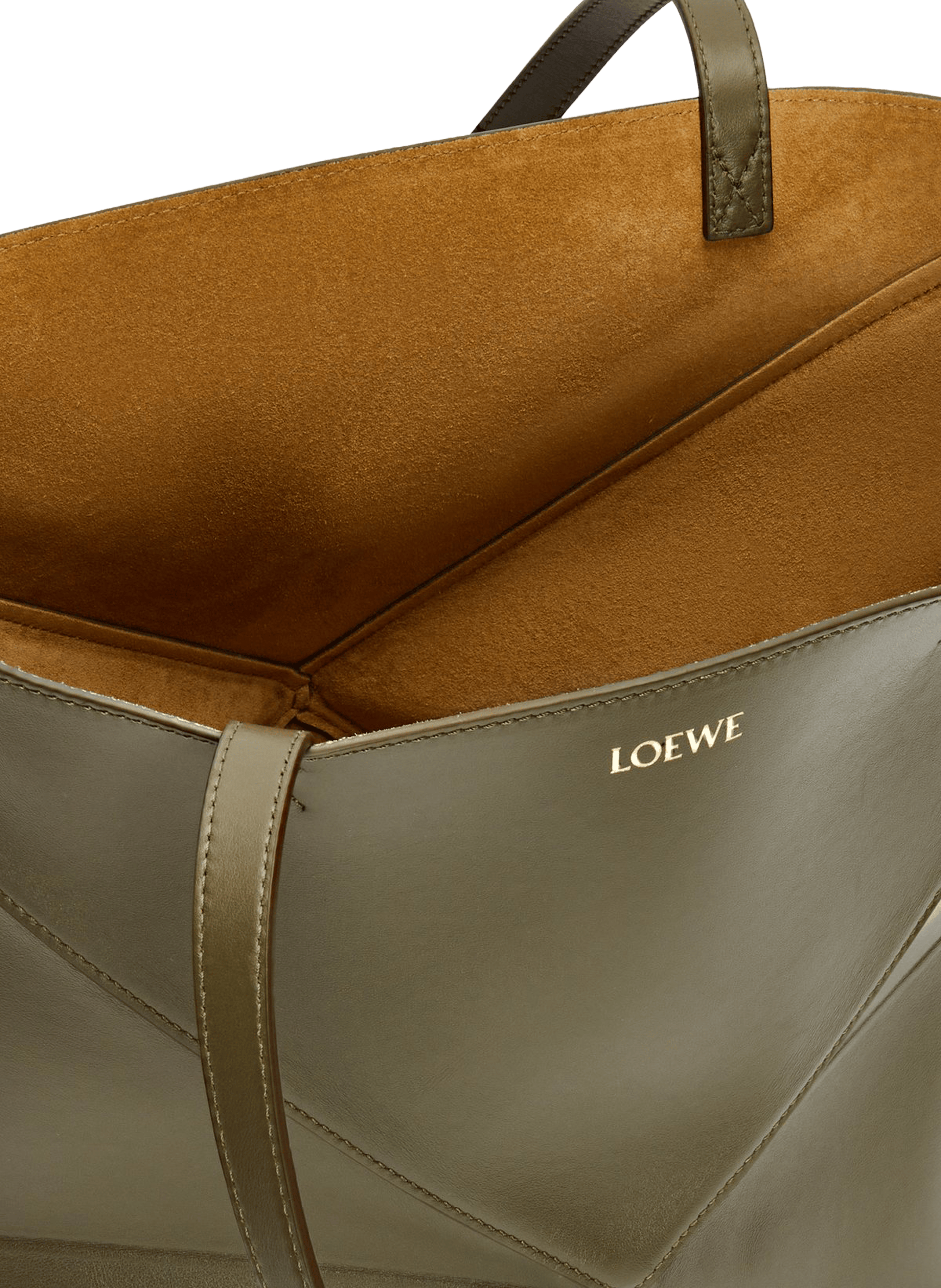 Medium Puzzle Fold leather tote in shiny calfskin LOEWE Khaki