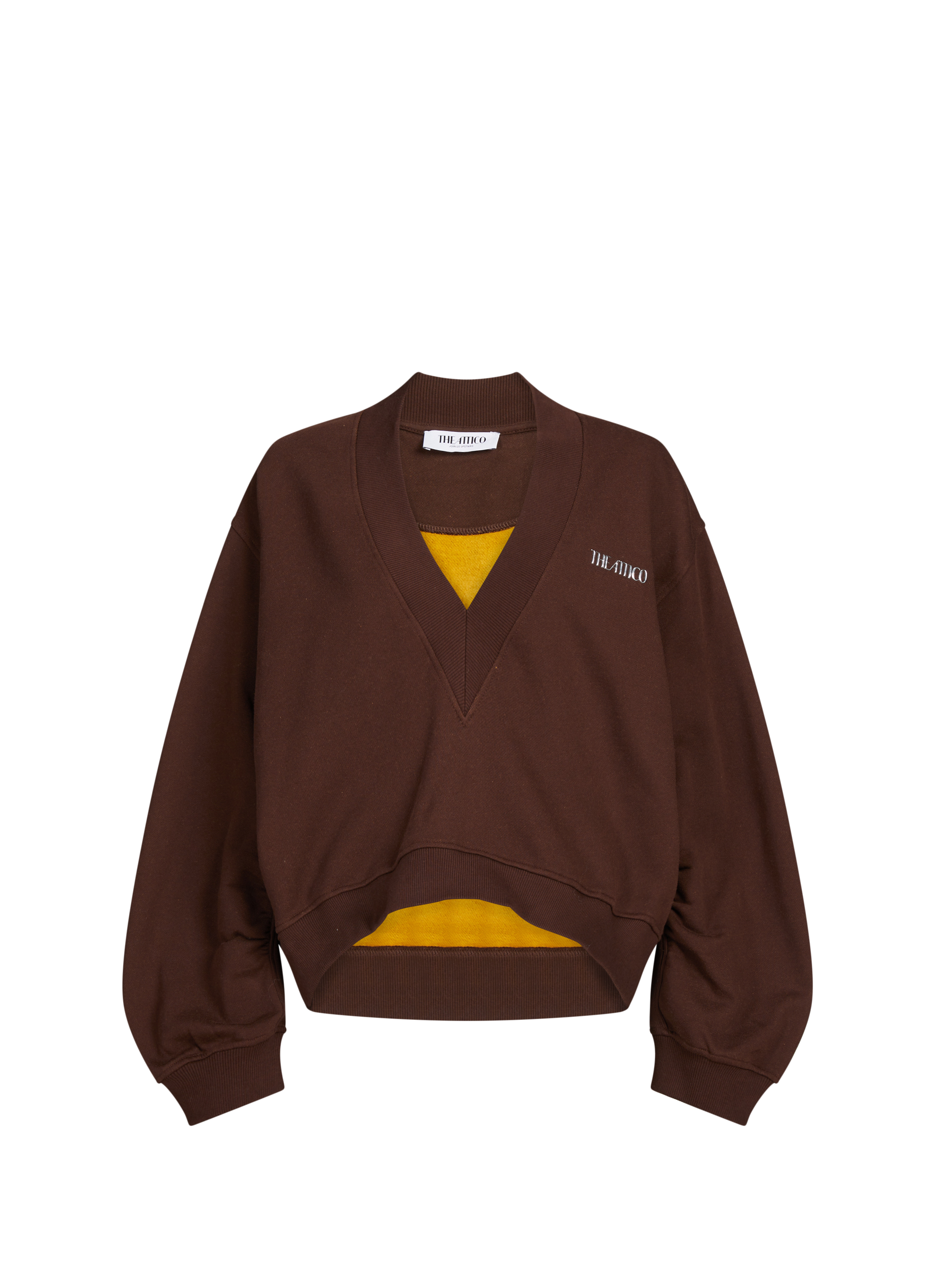 THE ATTICO Sweat oversize col V en coton Marron