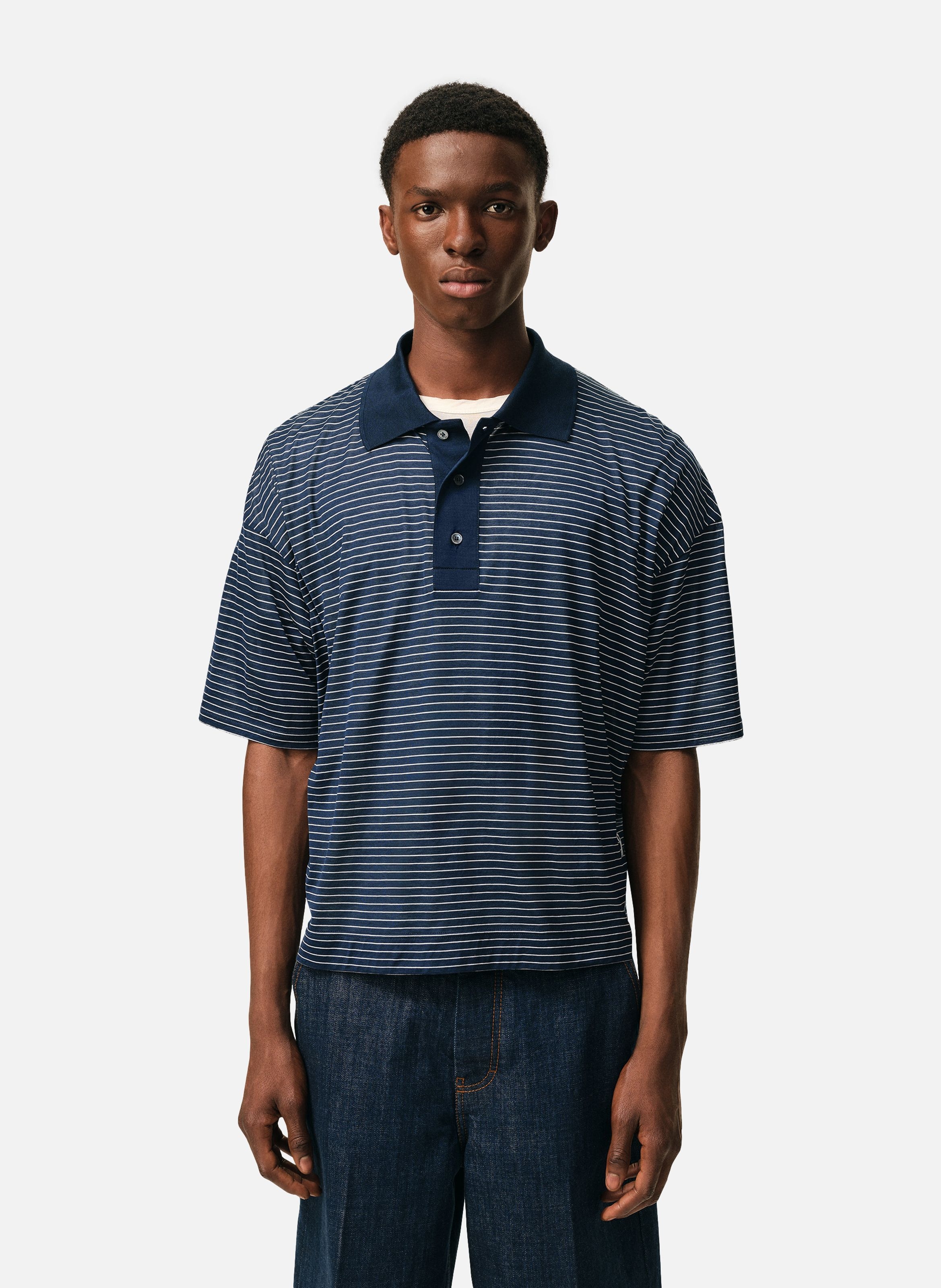 Polo rayé ami de coeur en coton unisexe AMI PARIS Bleu