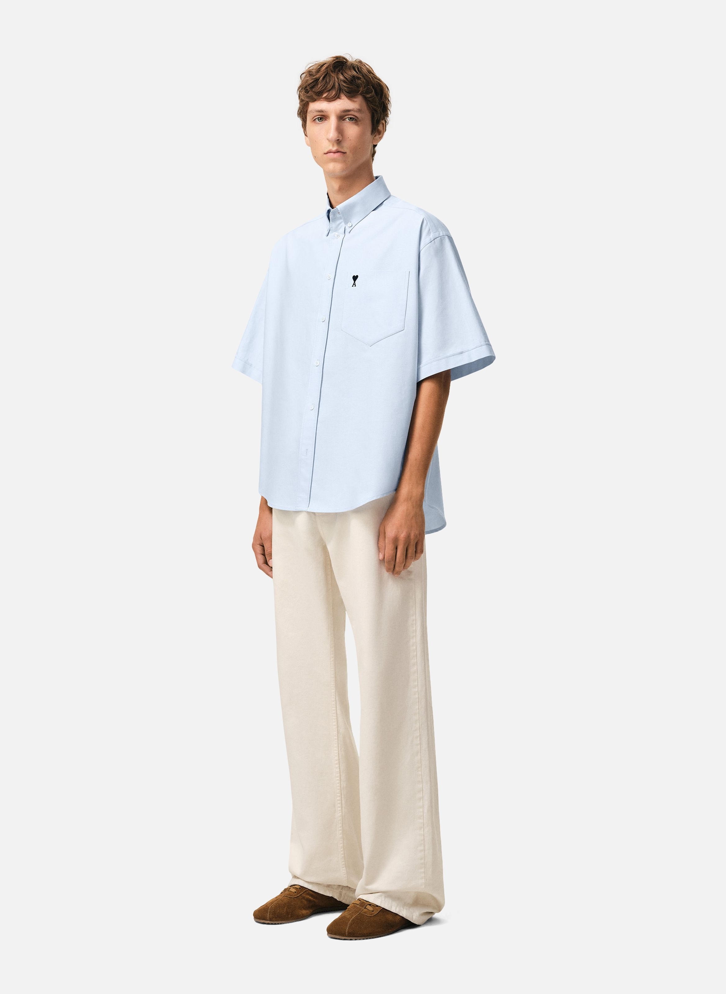 Chemise boxy ami de coeur en coton AMI PARIS Bleu