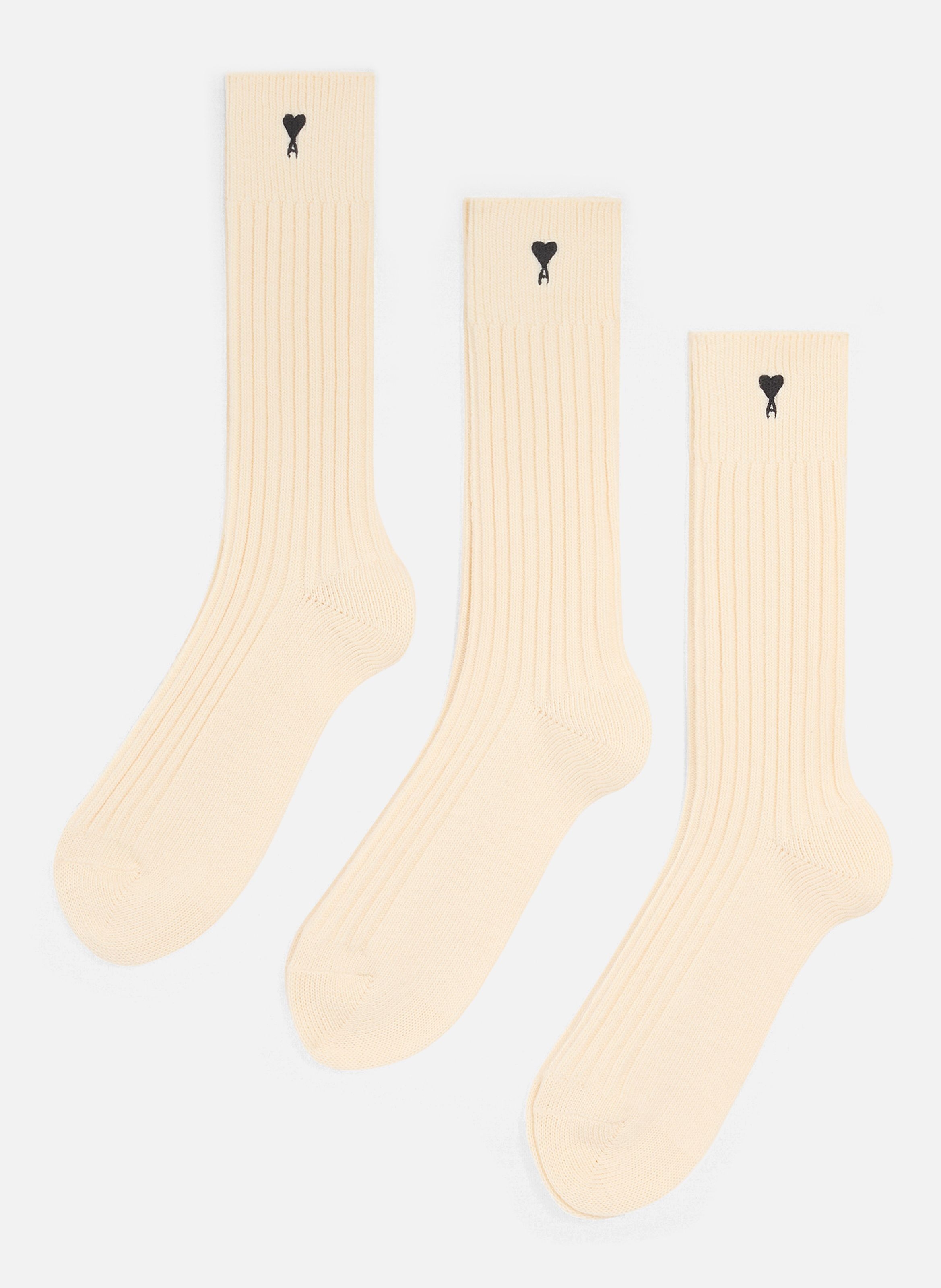 Pack Trois Chaussettes Ami De Coeur Noir unisexes AMI PARIS Blanc
