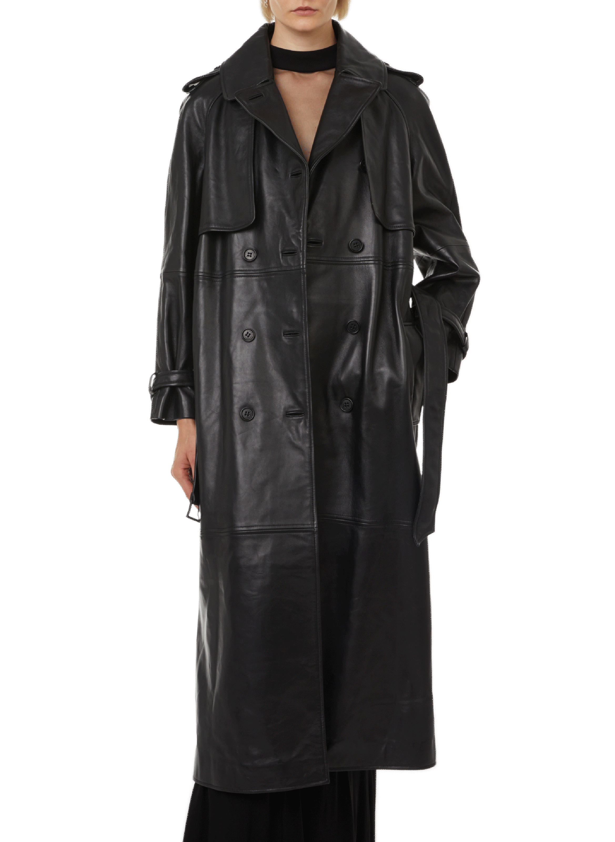 Leather trench coat ALBERTA FERRETTI Black