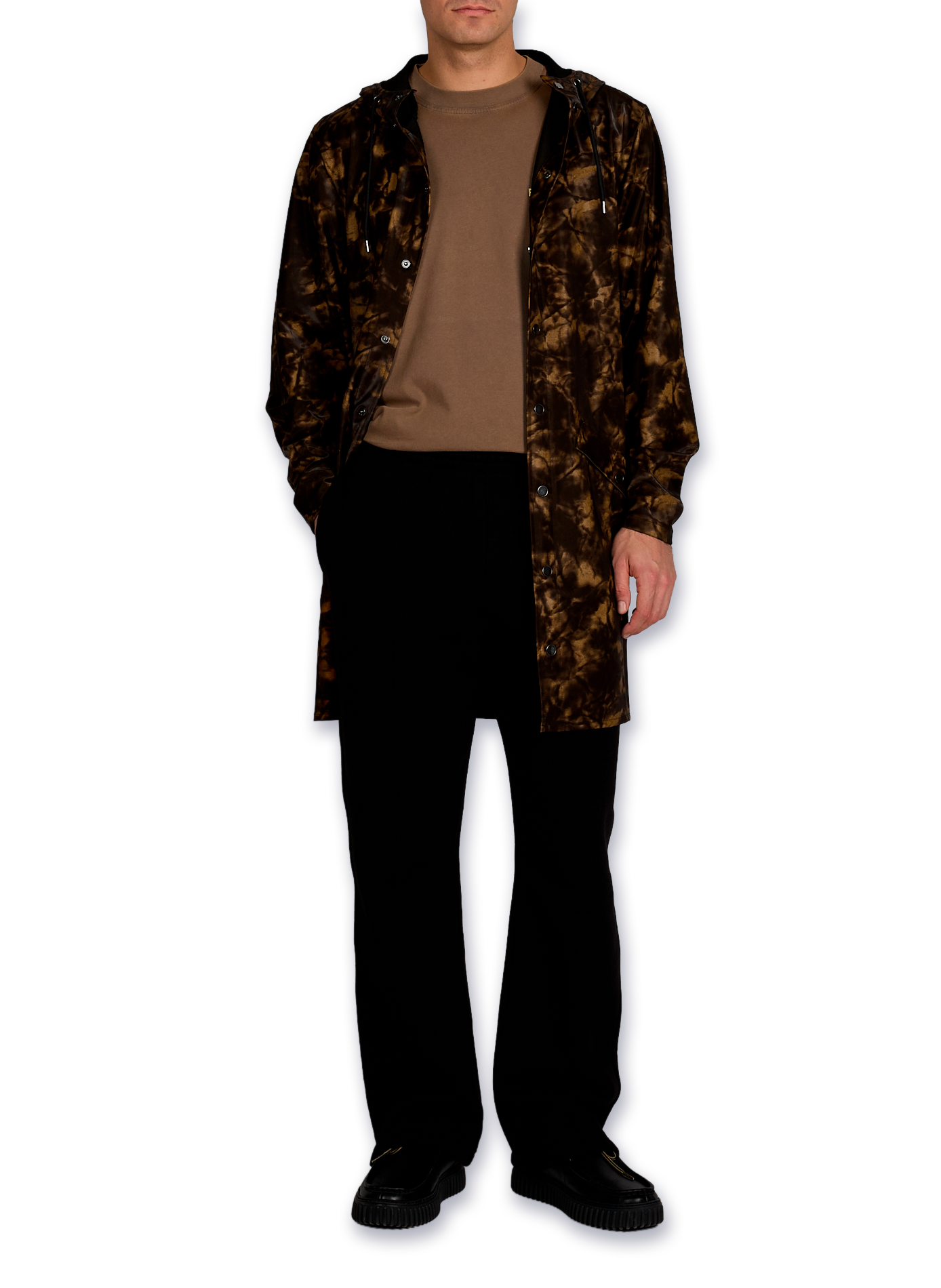 Long hooded raincoat RAINS Brown