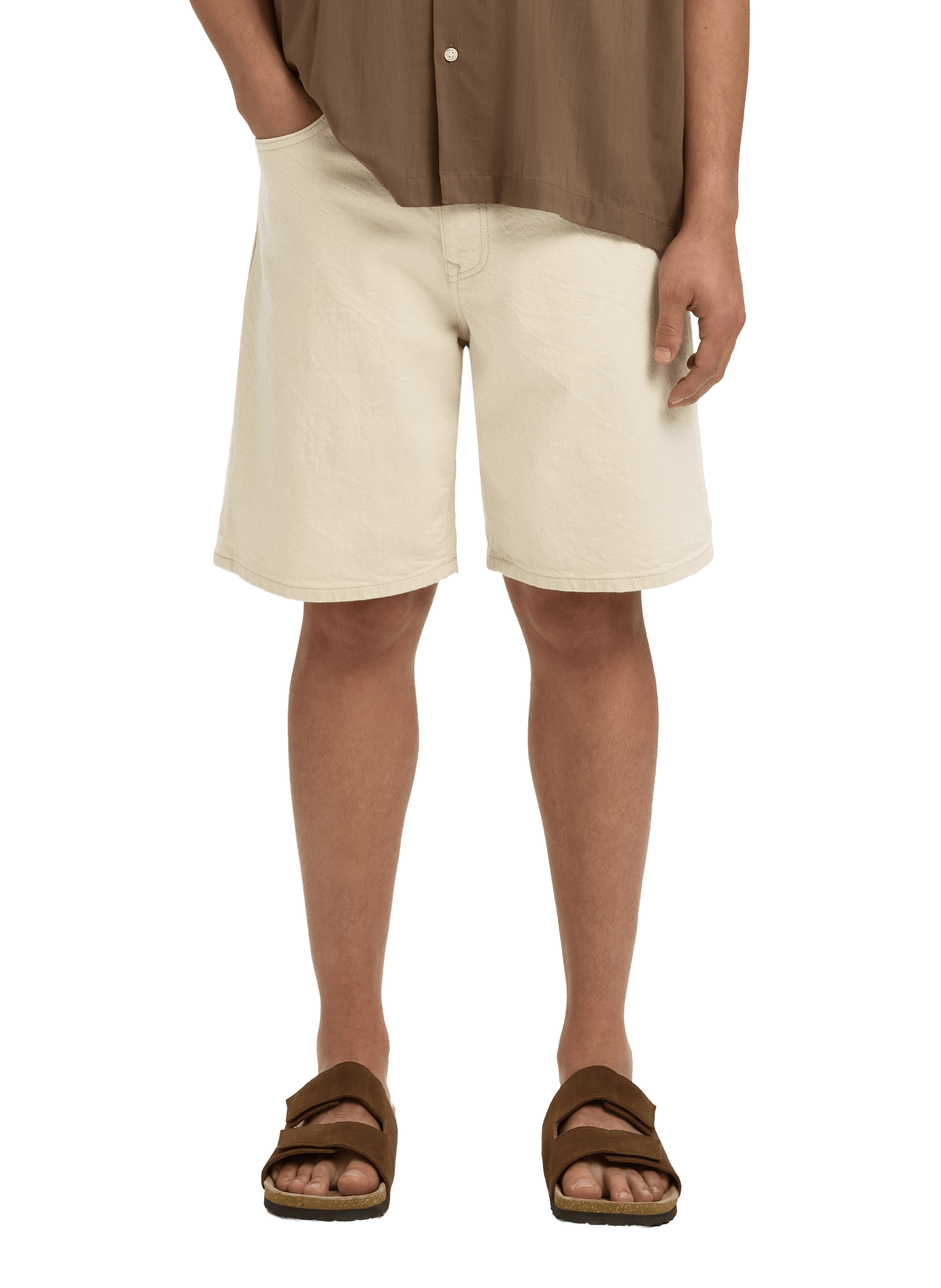 Short uni en coton mélangé SELECTED Beige