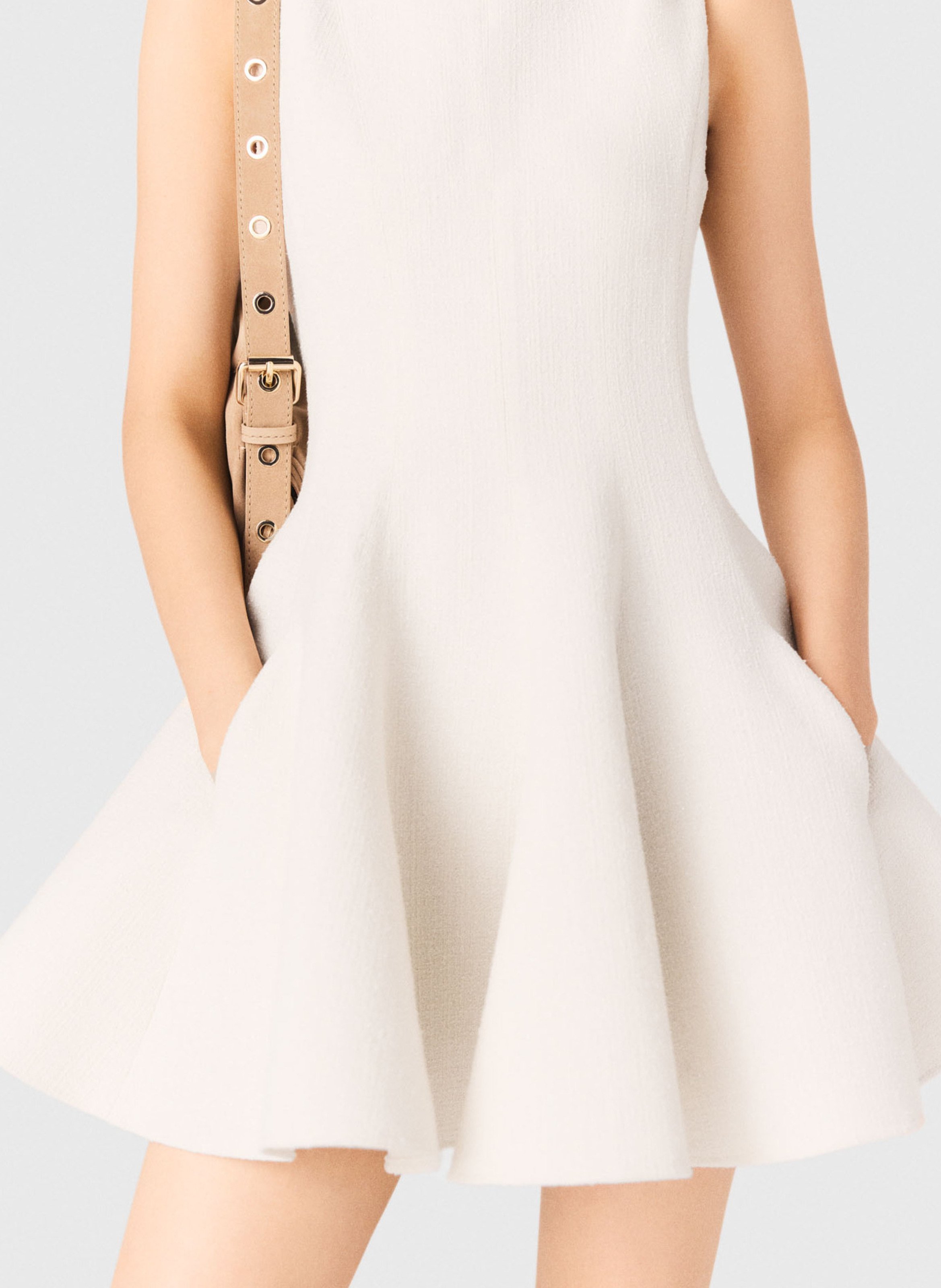 Robe col bateau en coton mélangé MAJE Beige