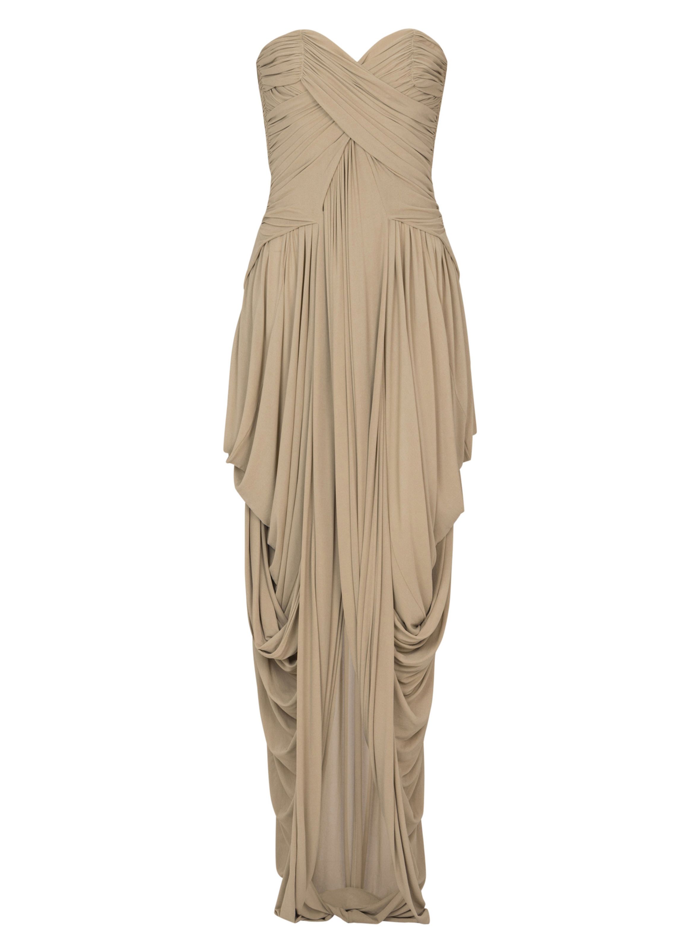 Combinaison bustier drapée BALMAIN Beige