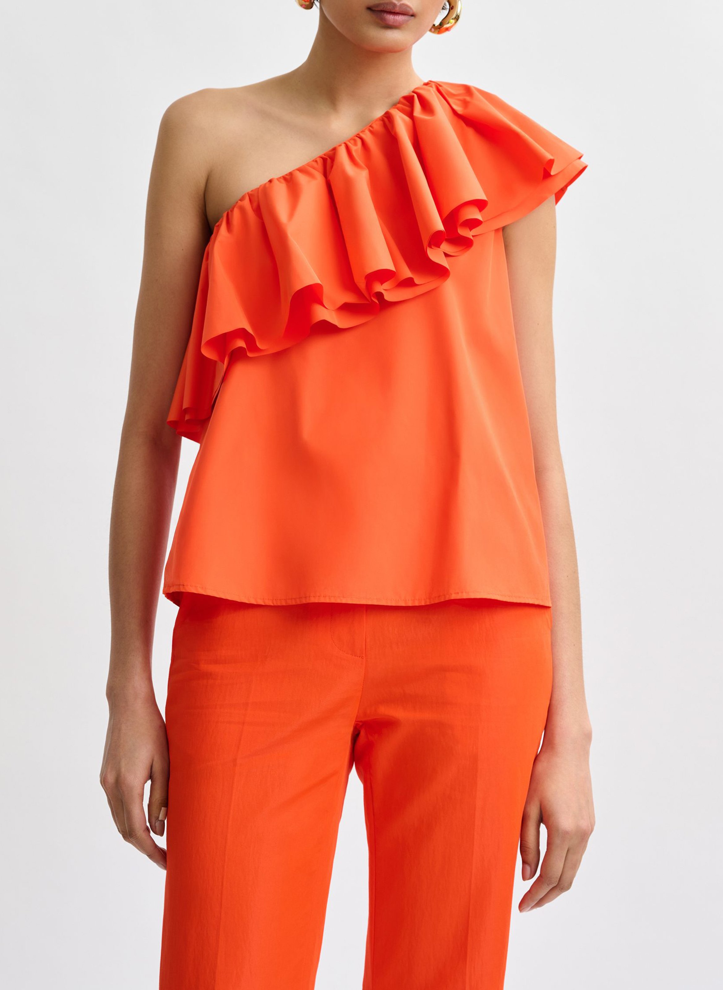 Top asymétrique imprimé jillian ESSENTIEL ANTWERP Orange