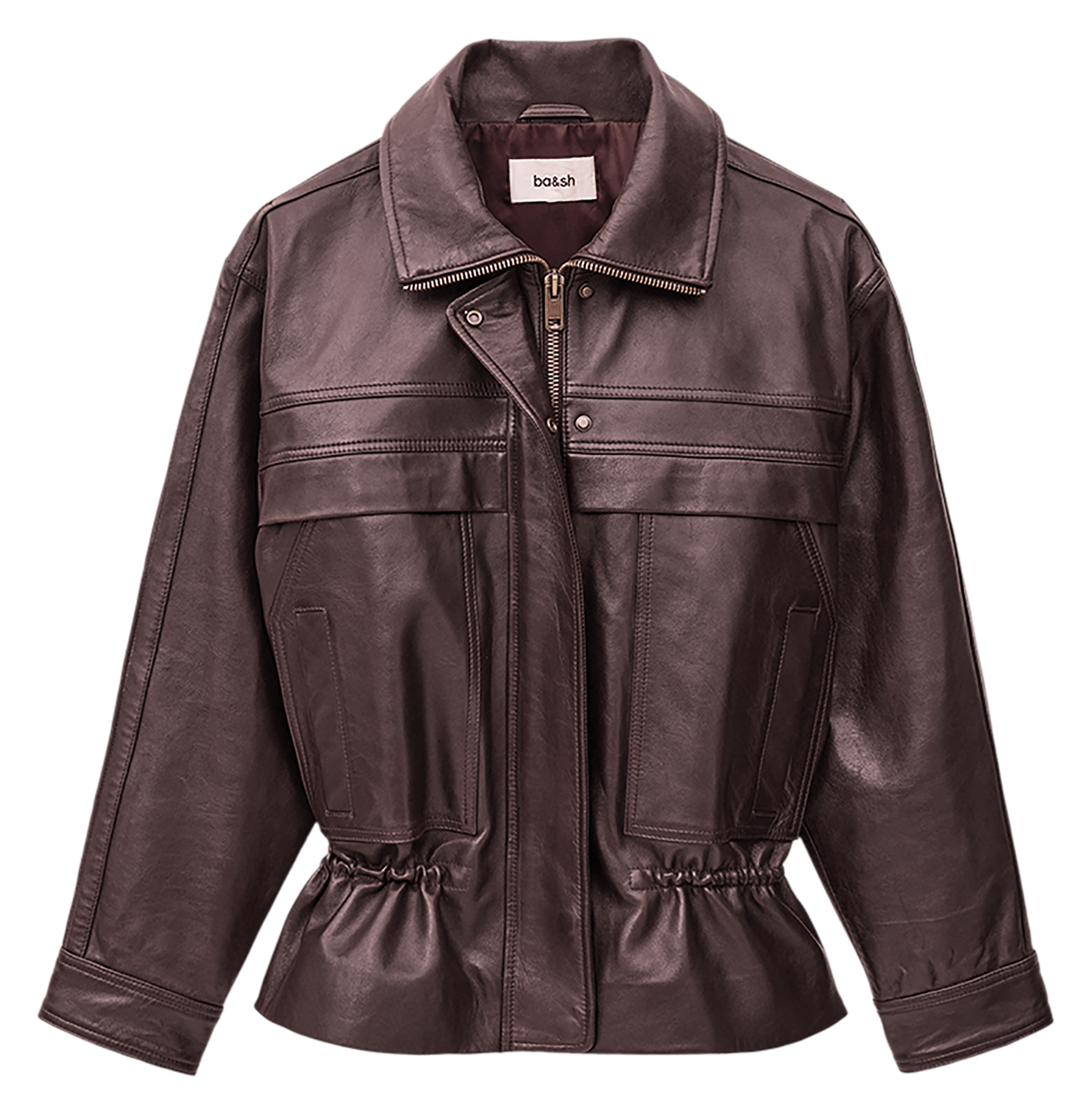 Veste en cuir cintrée à col montant kassia BA&SH Rouge