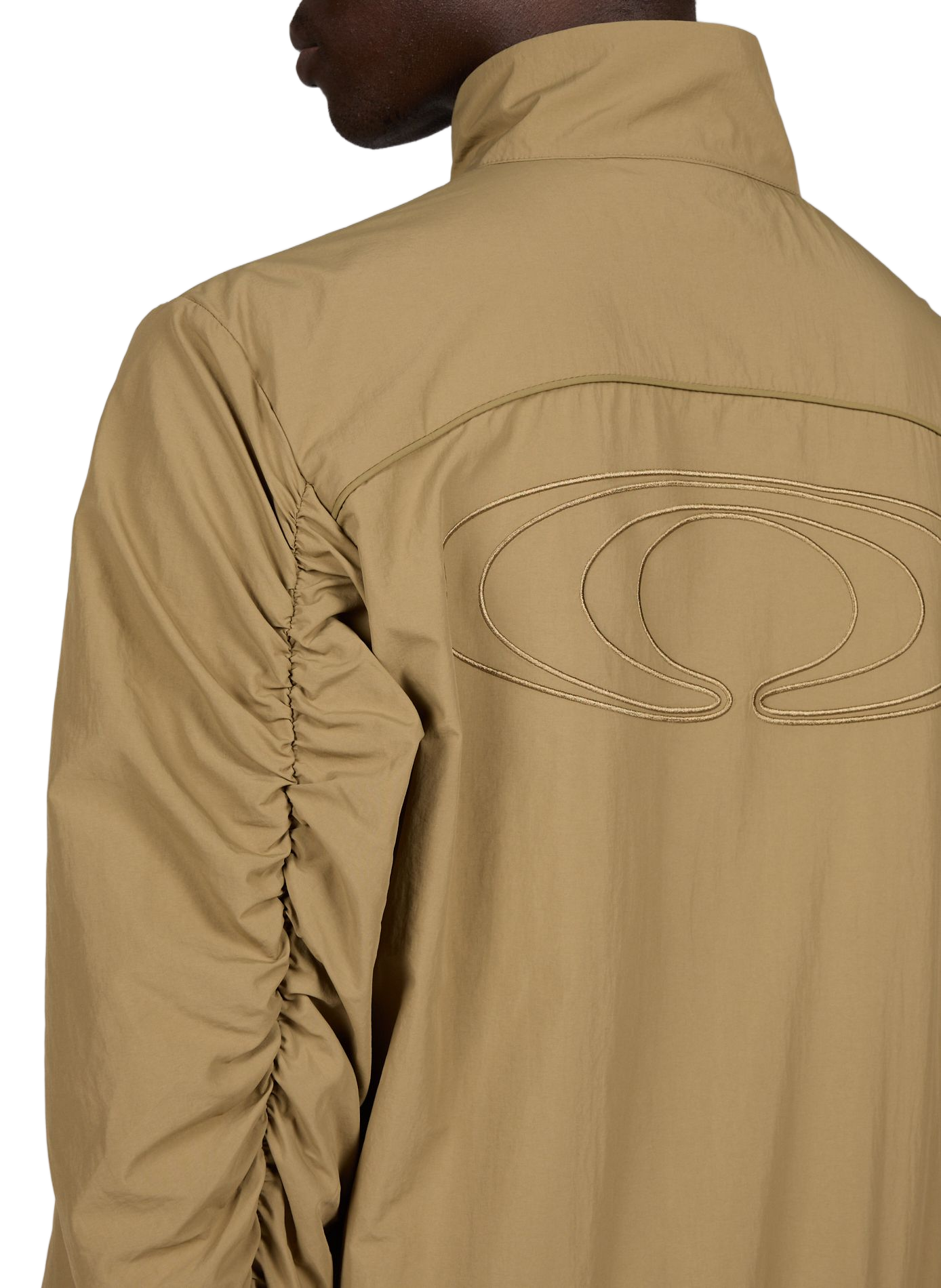 Fitted jacket with high collar and zipper RAINS Green