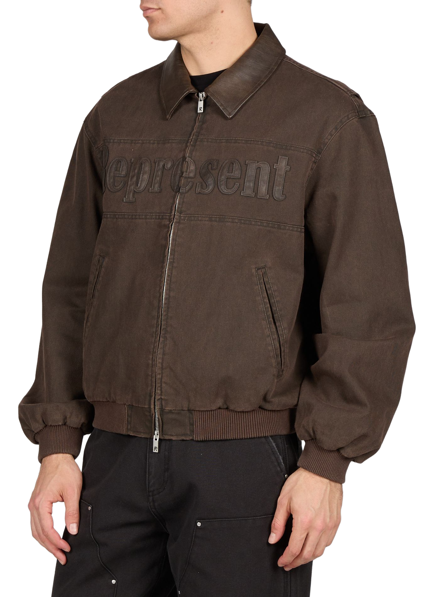 Jacket with classic cotton collar REPRESENT Brown