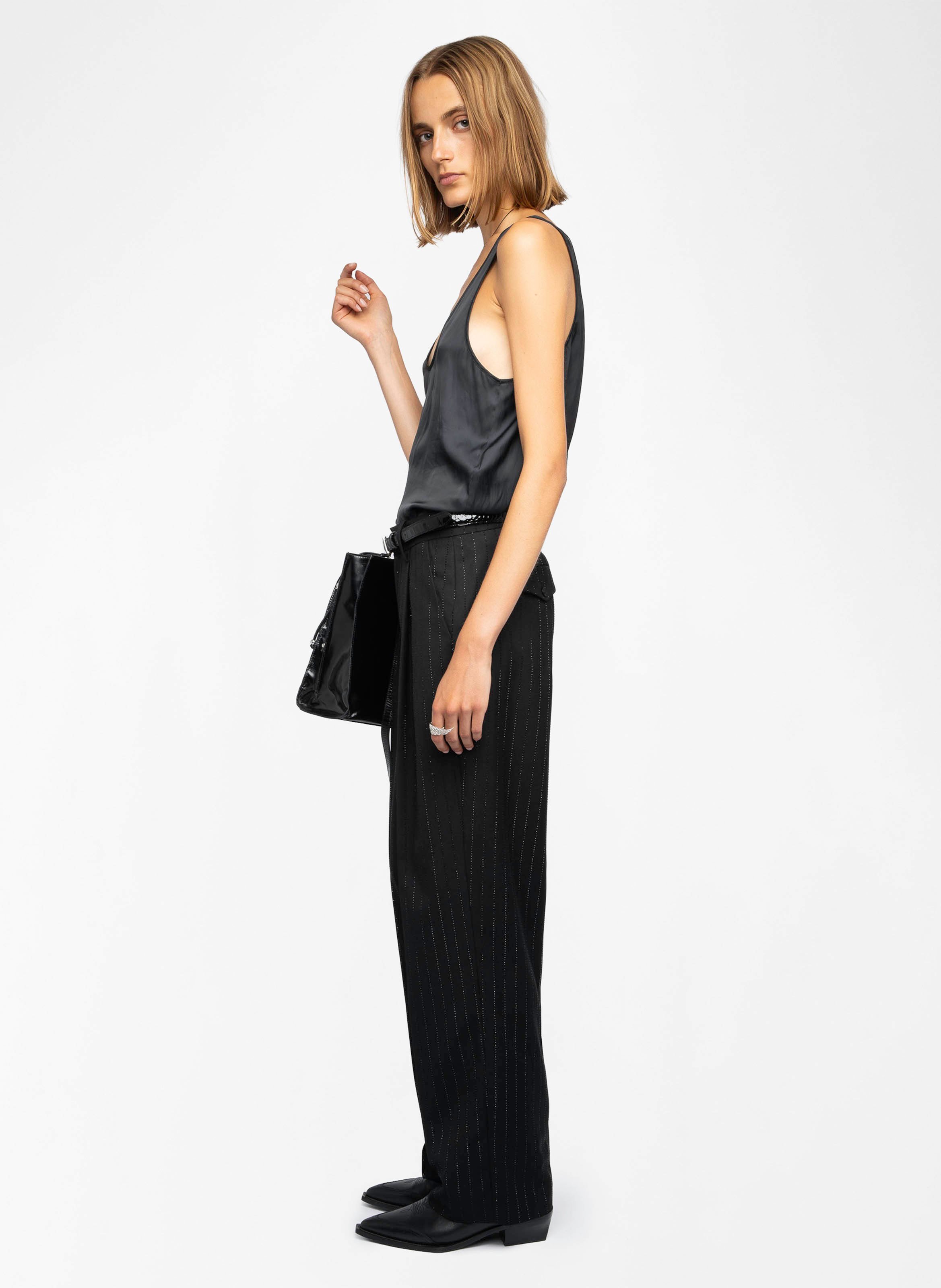 Pantalon droit à fines rayures puros ZADIG&VOLTAIRE Noir