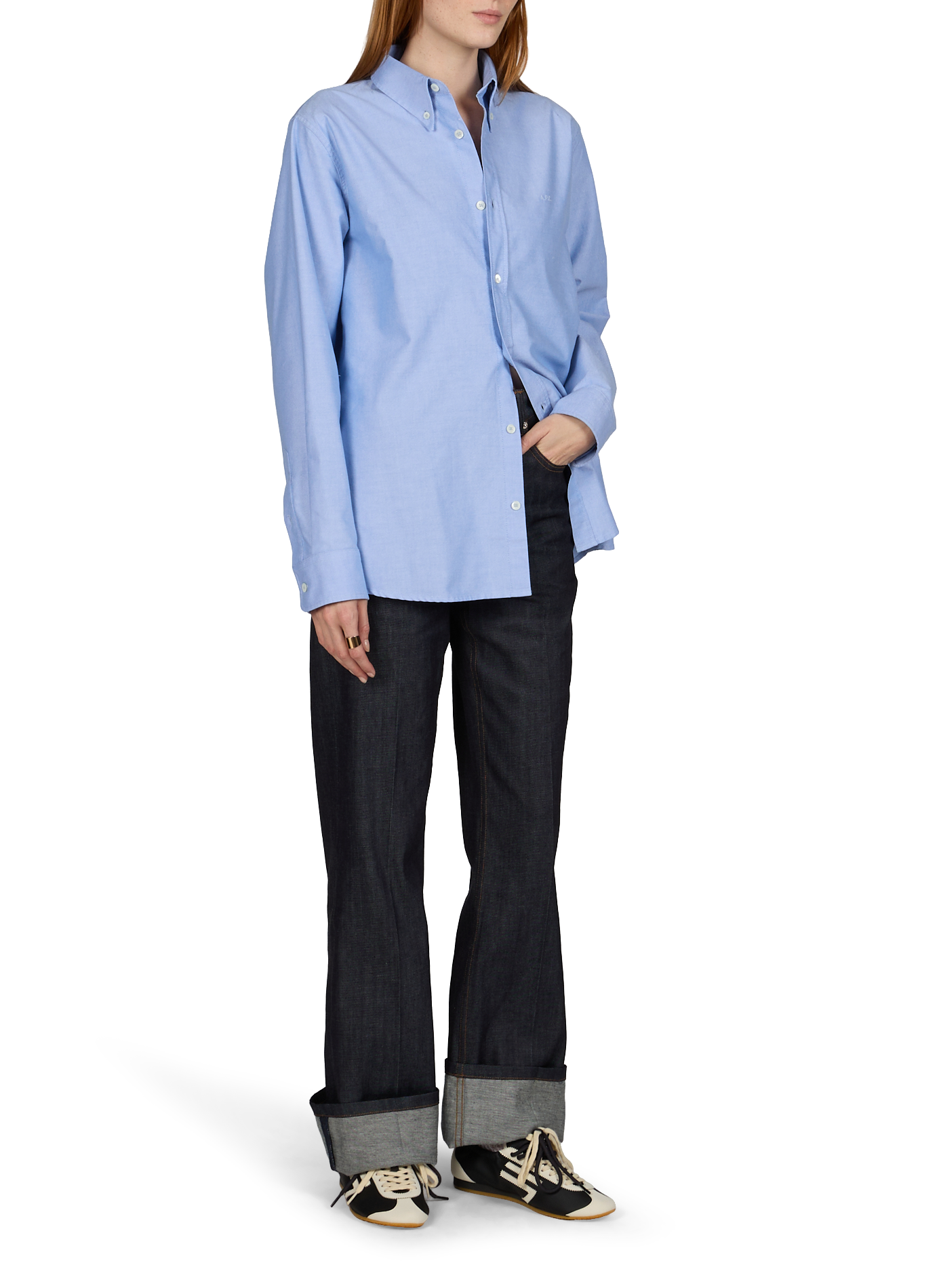 Straight long-sleeve cotton shirt A.P.C. Blue