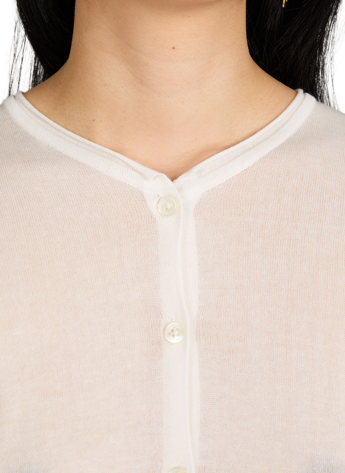 Transparent round-neck cardigan in blended cotton DUNST White