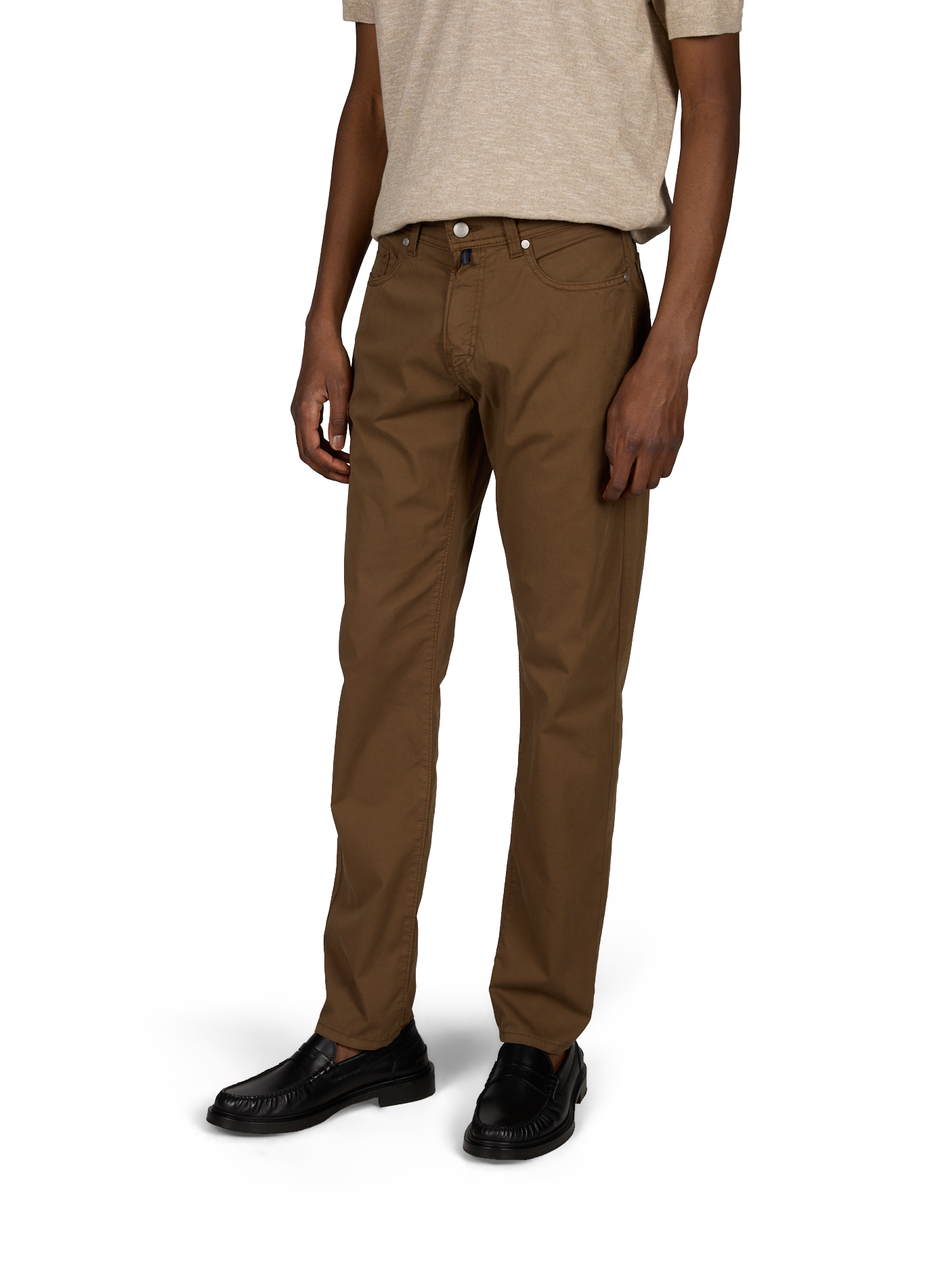 Pantalon Tapered fit en coton PIERRE CARDIN Marron