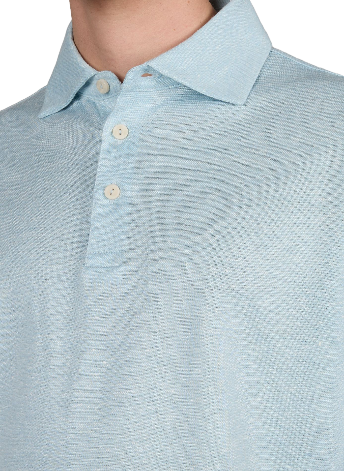 Polo manches courtes en lin mélangé ETON Bleu