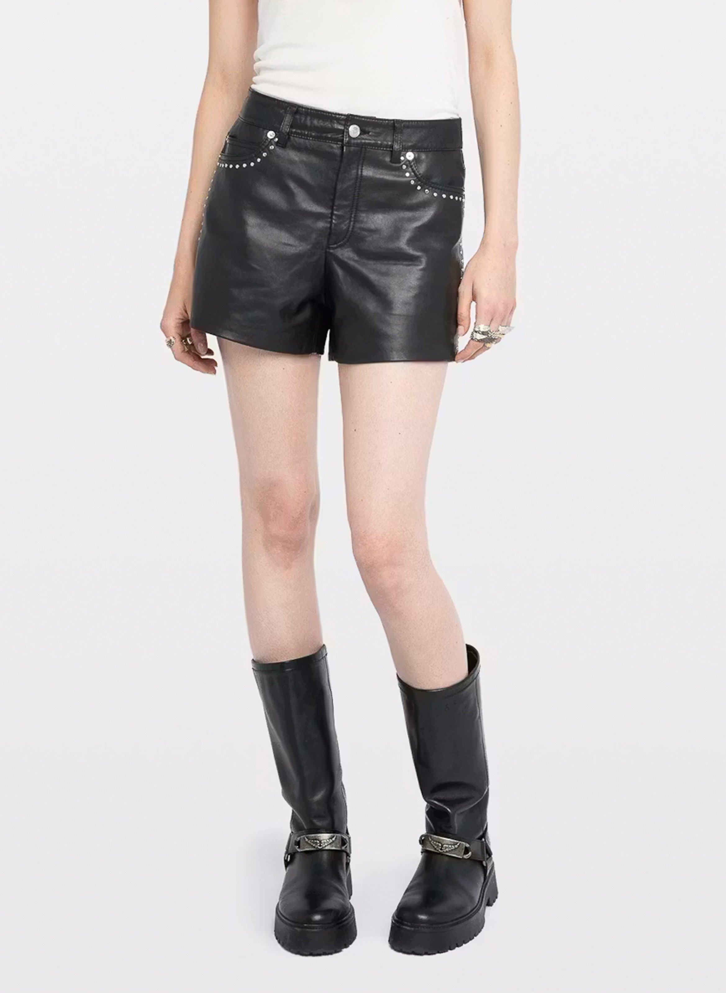 Lederrock mit Nieten "Siddyl" ZADIG&VOLTAIRE Schwarz