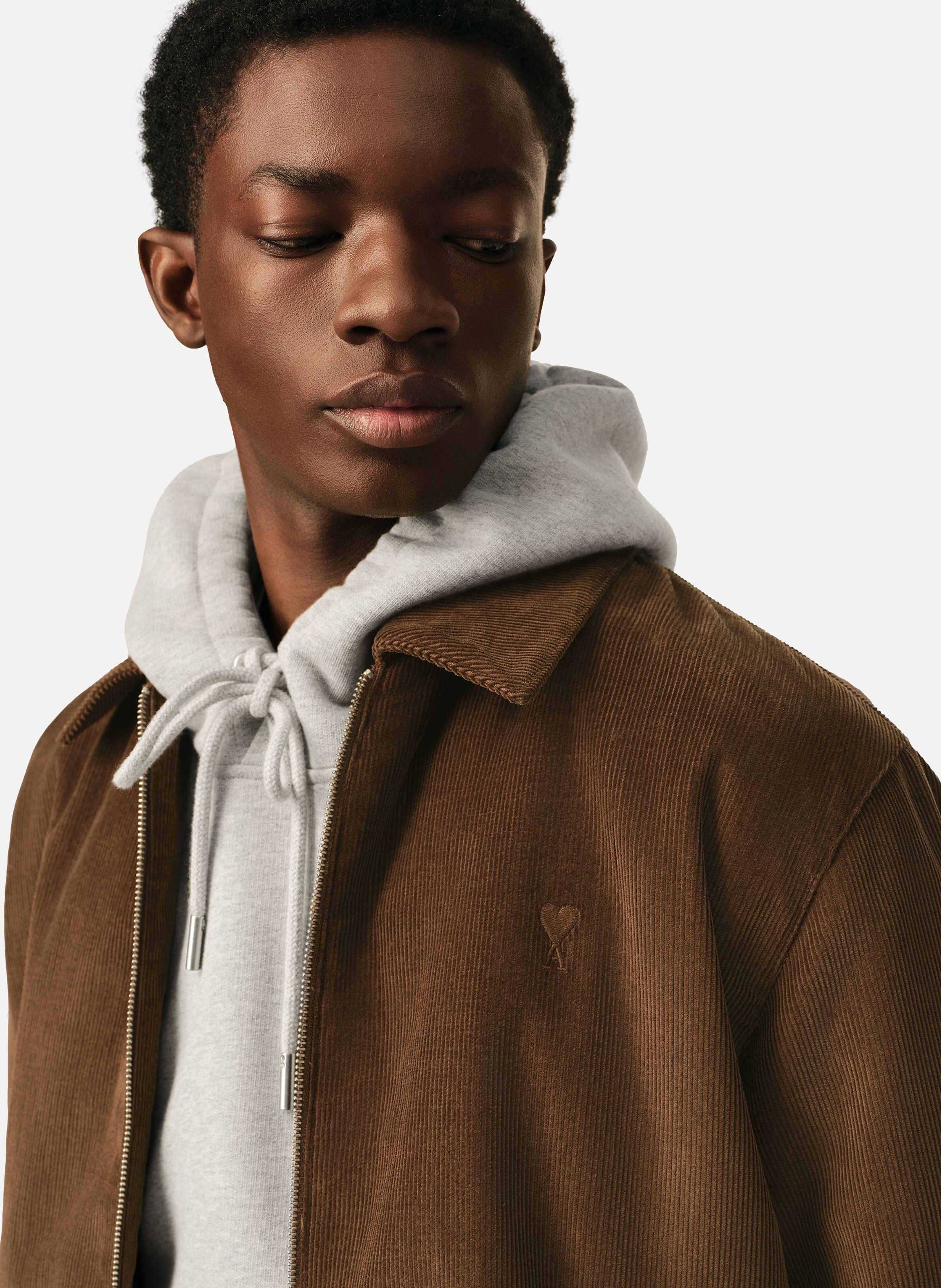 Blouson rembourré en velours de coton ami de coeur AMI PARIS Marron