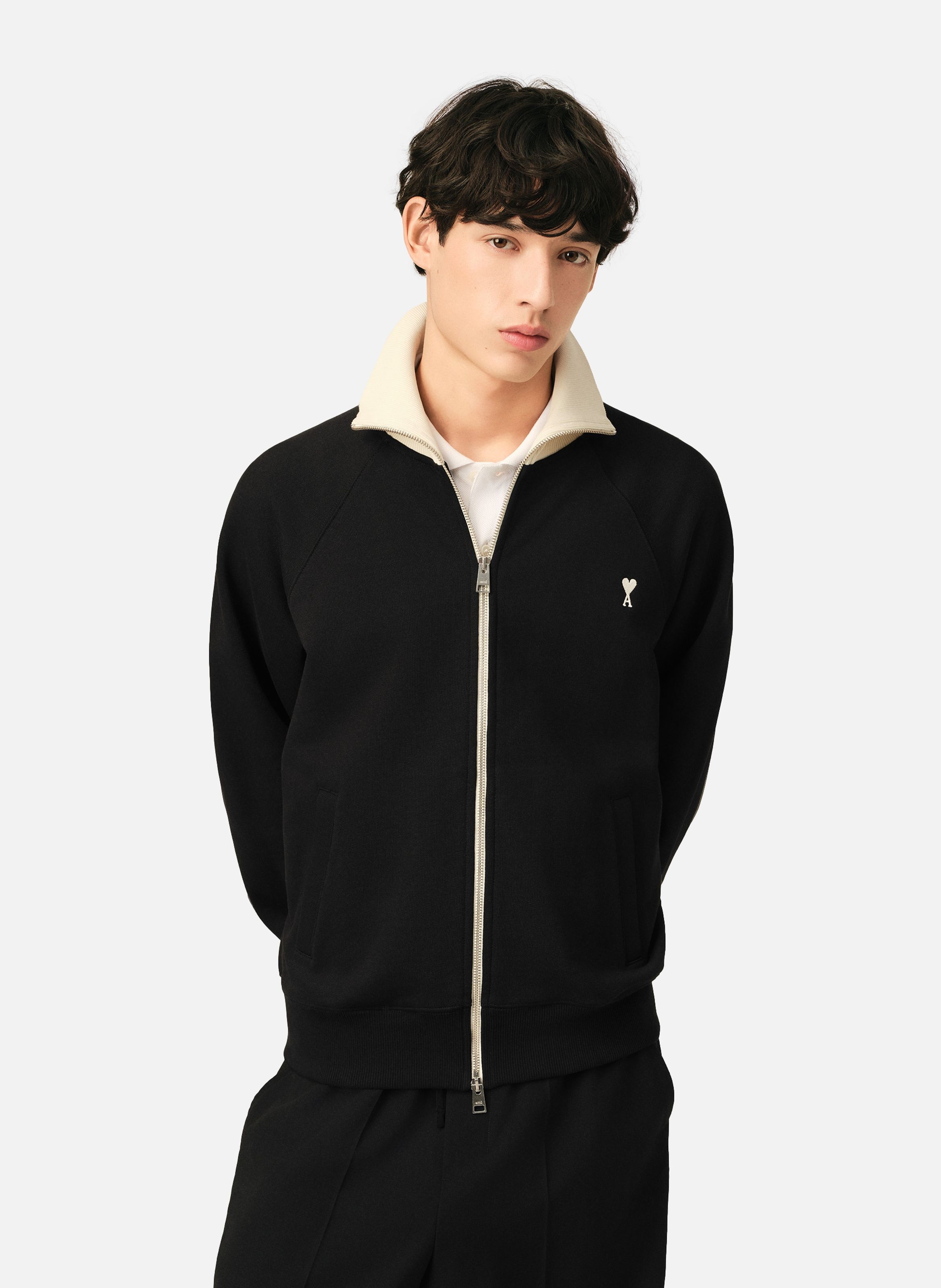Sweatshirt zippé unisexe en coton ami de coeur AMI PARIS Noir
