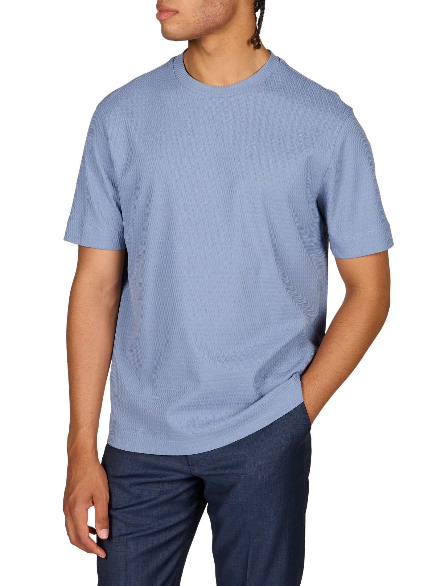 Round neck chevron cotton t-shirt EMPORIO ARMANI Blue
