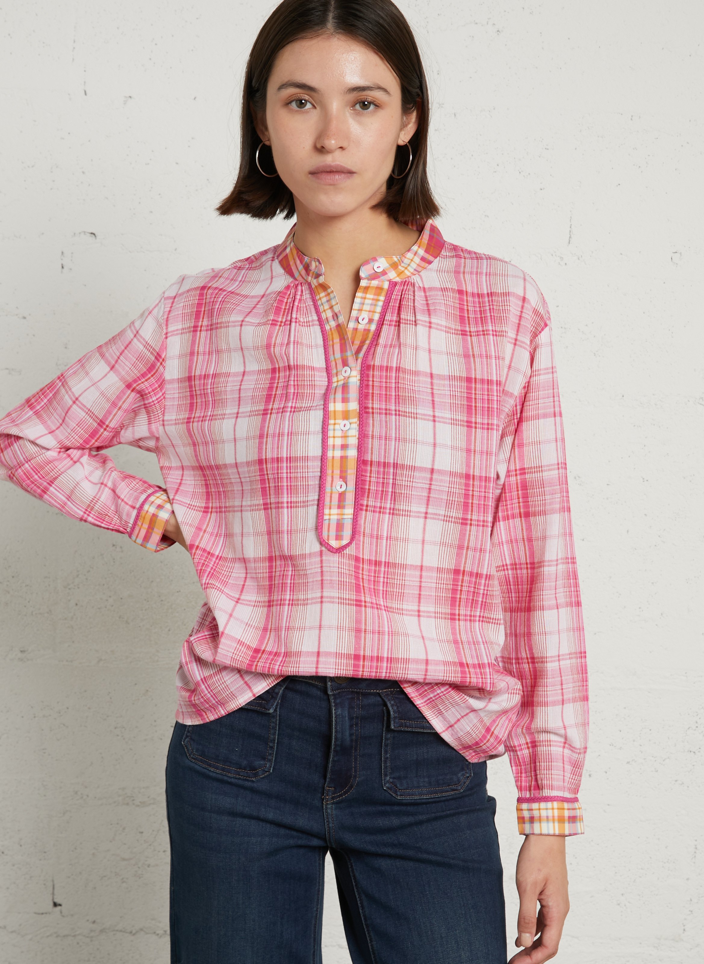 Chemise à carreaux en coton melodie MAISON 123 Rose