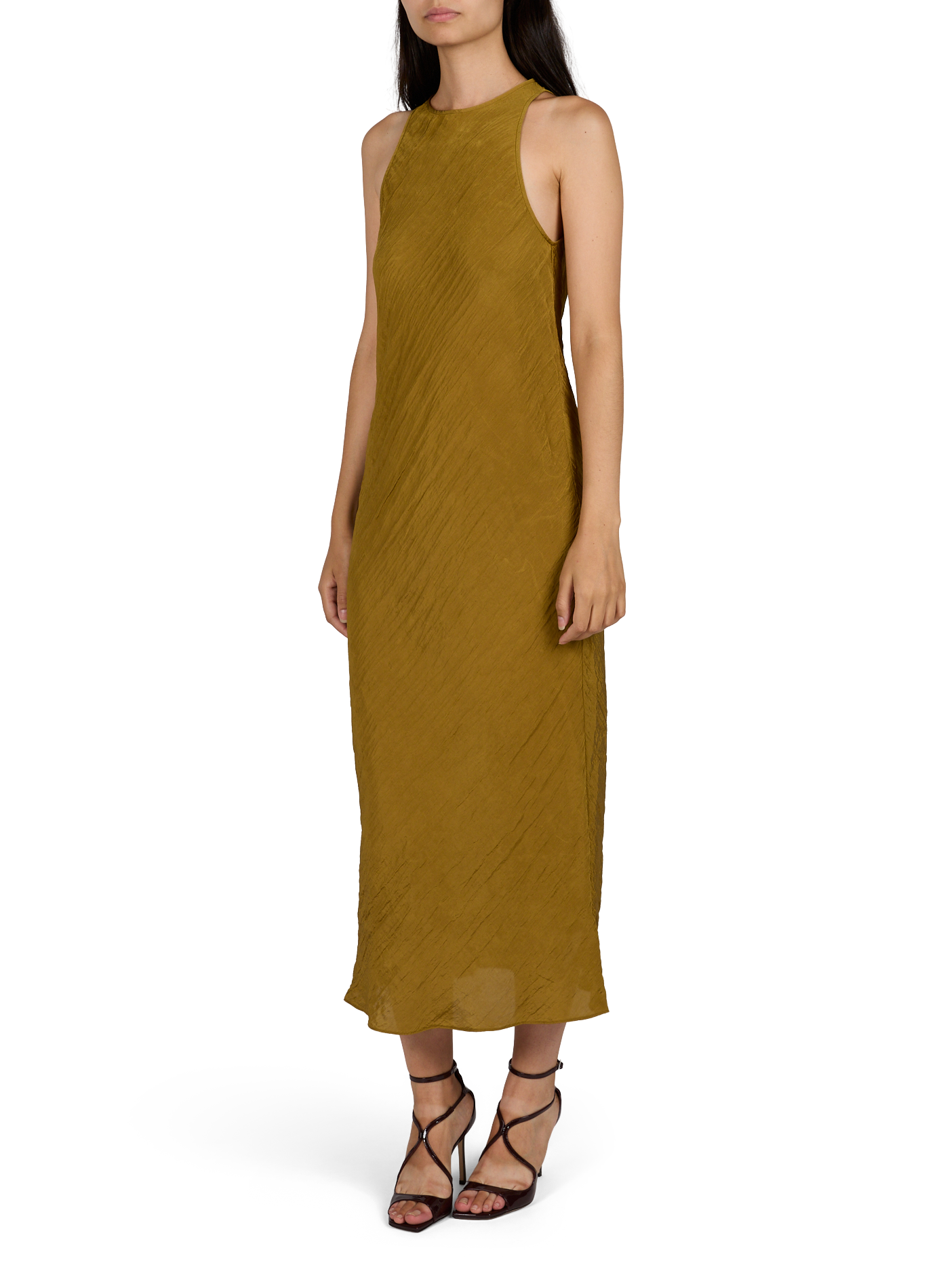 Midi-Kleid mit gerüschtem Rundhalsausschnitt TIBI Gelb