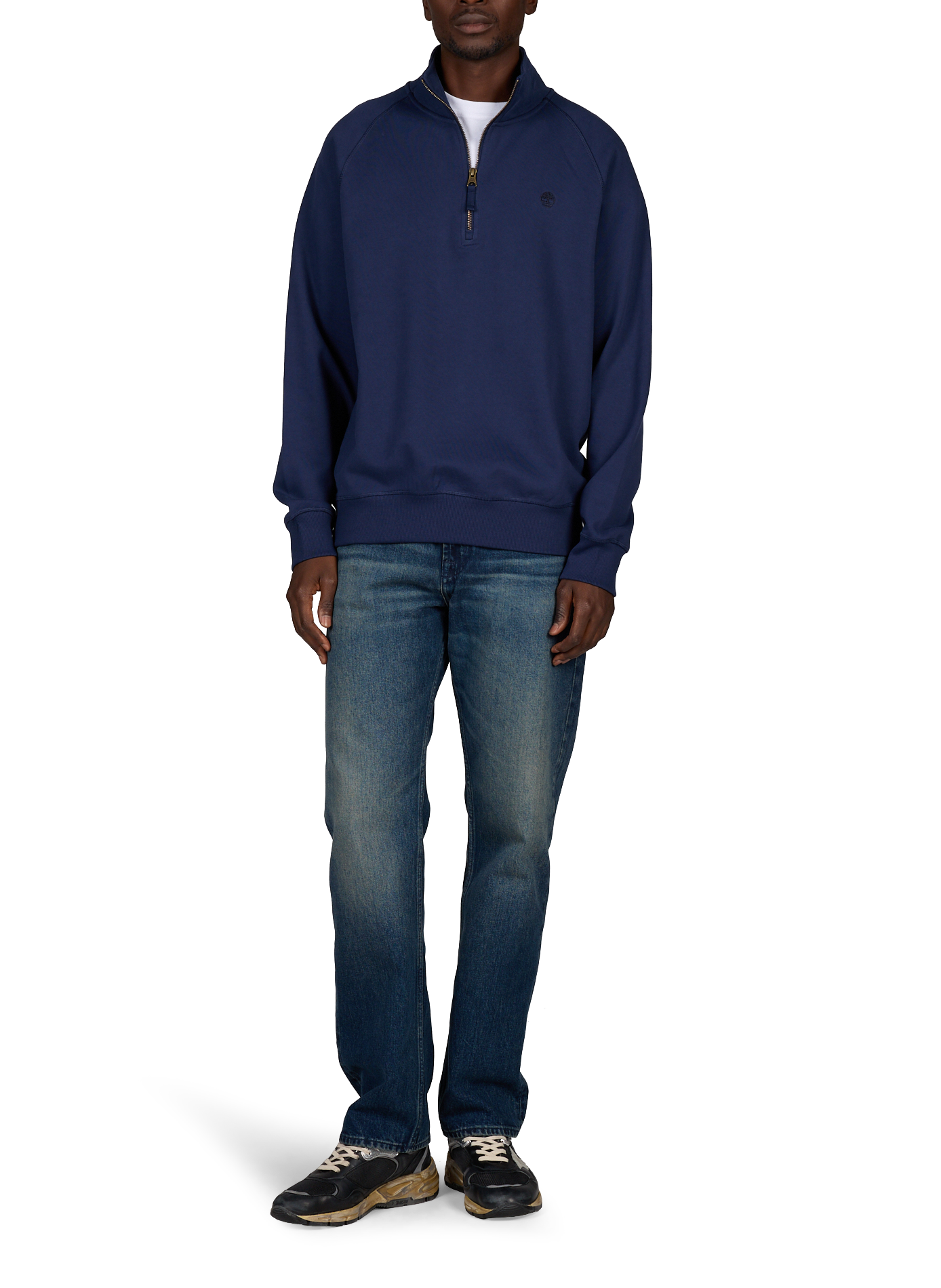 Straight cut high-neck cotton sweater TIMBERLAND Blue