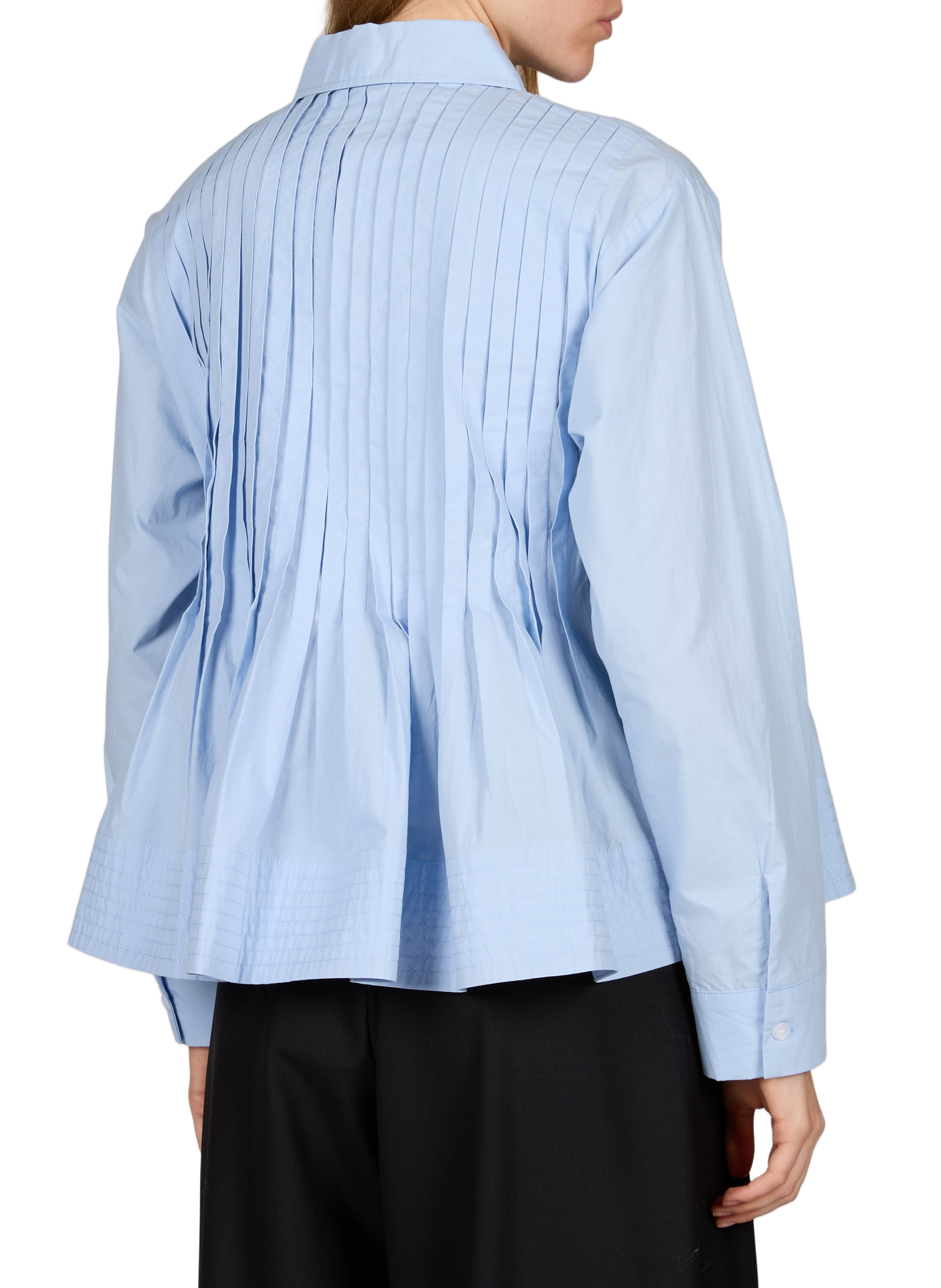 Pleated long-sleeve shirt in blended cotton SUNCOO Blue