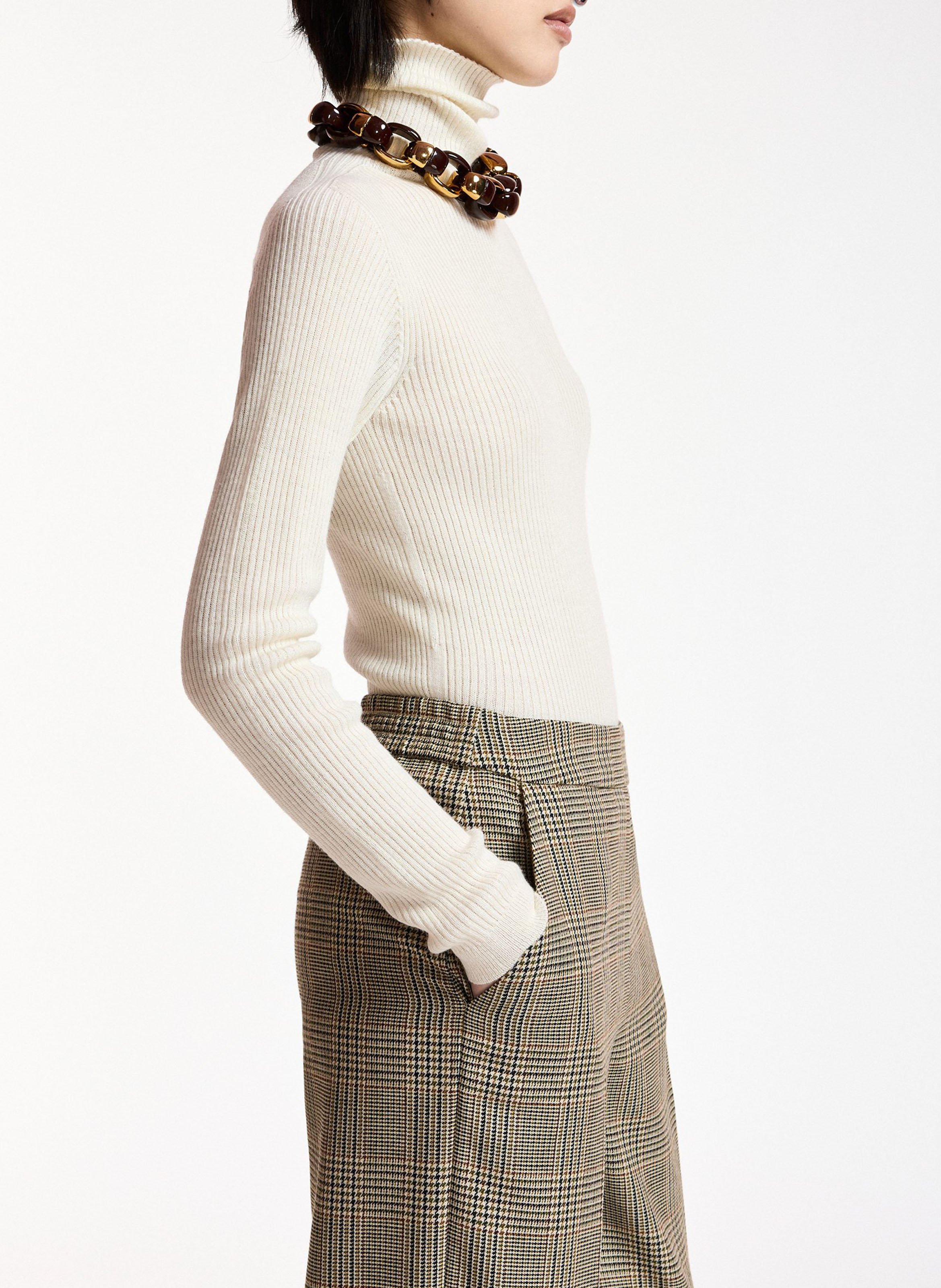 Pantalon droit à carreaux kelline1 ESSENTIEL ANTWERP Marron