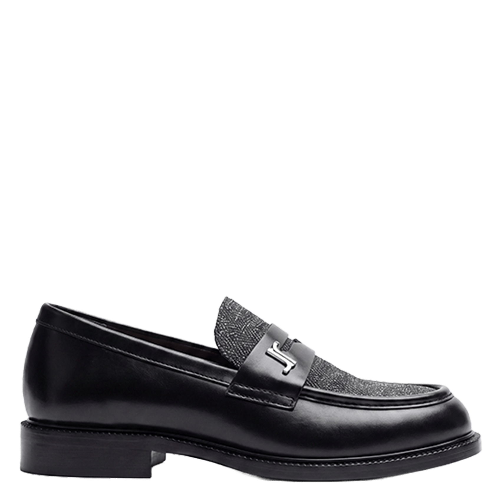 Mocassins en cuir avec empiècement à chevrons duedi JONAK Gris
