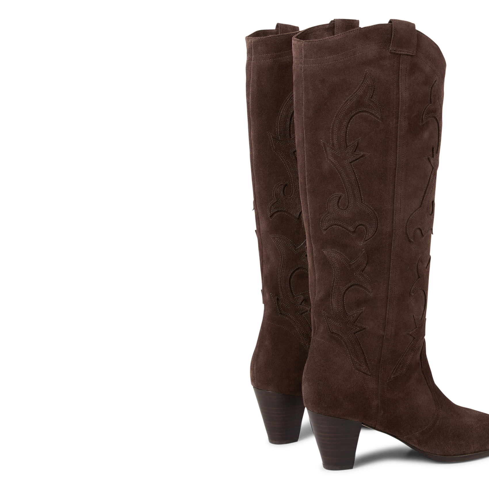 High Casey-leren laarzen met arabesk borduursel BA&SH Bruin