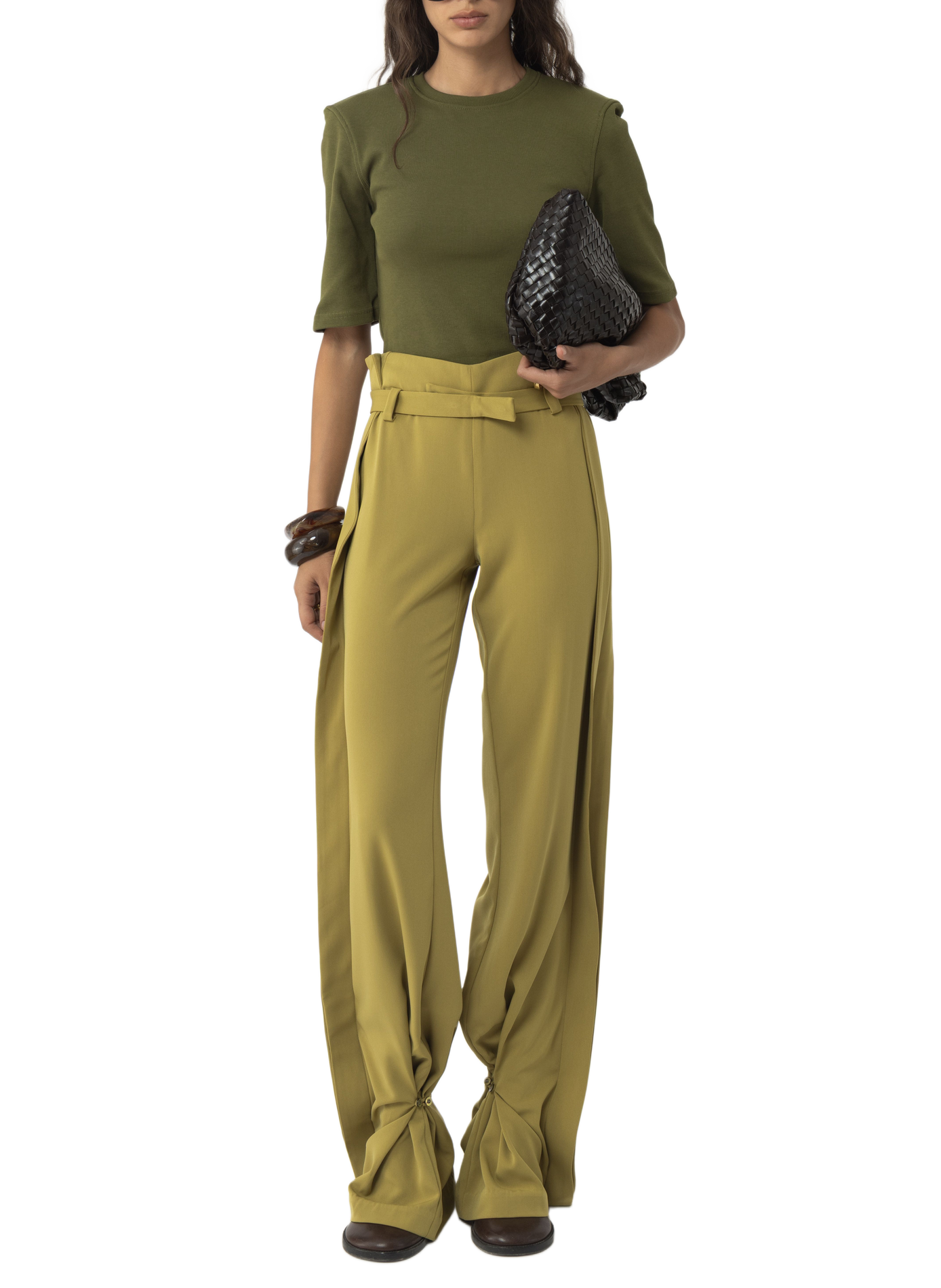 Tee-shirt col rond en coton ARAKII Khaki