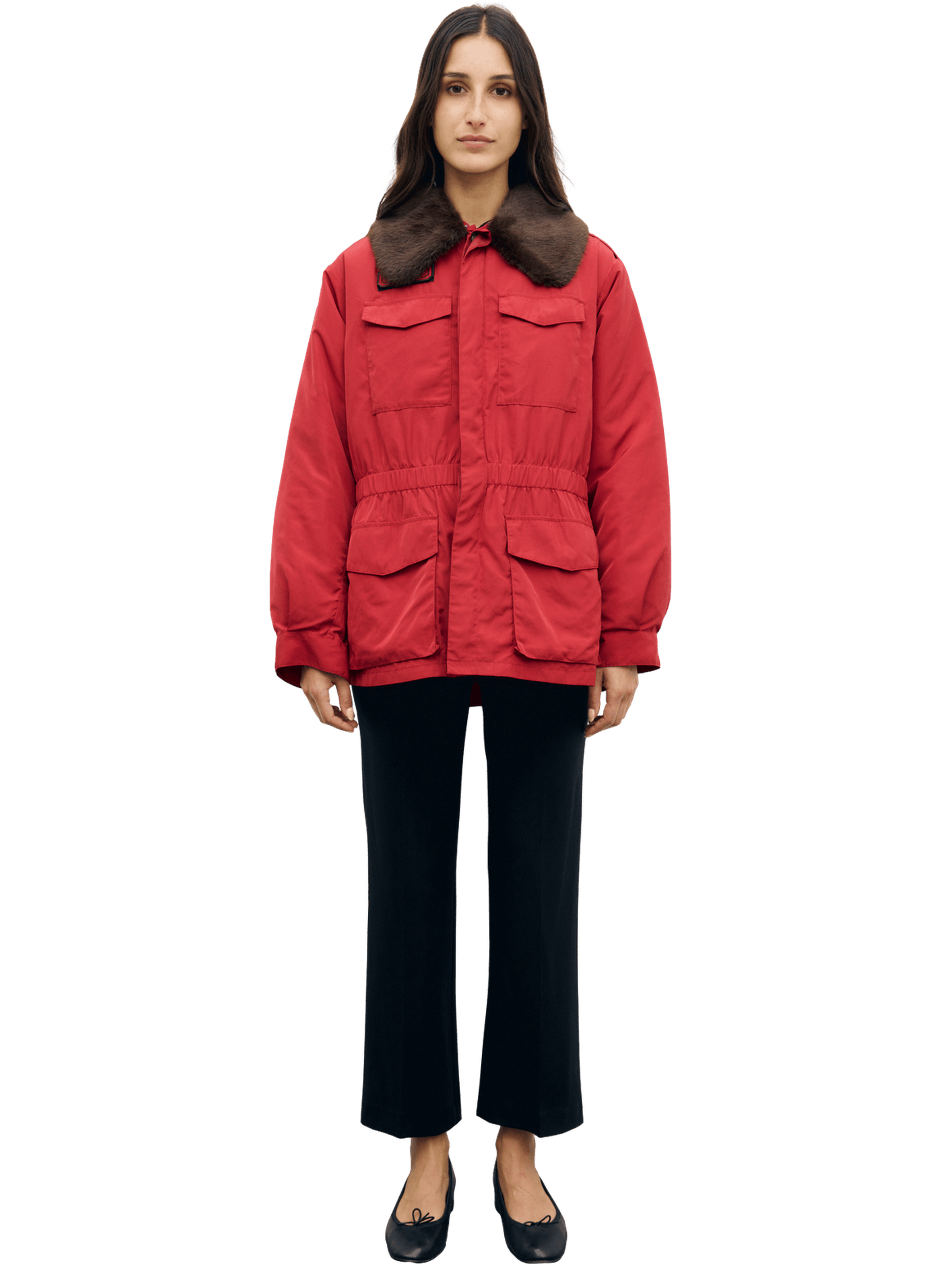 Parka cintrée à col en fausse fourrure - antmer GERARD DAREL Rouge