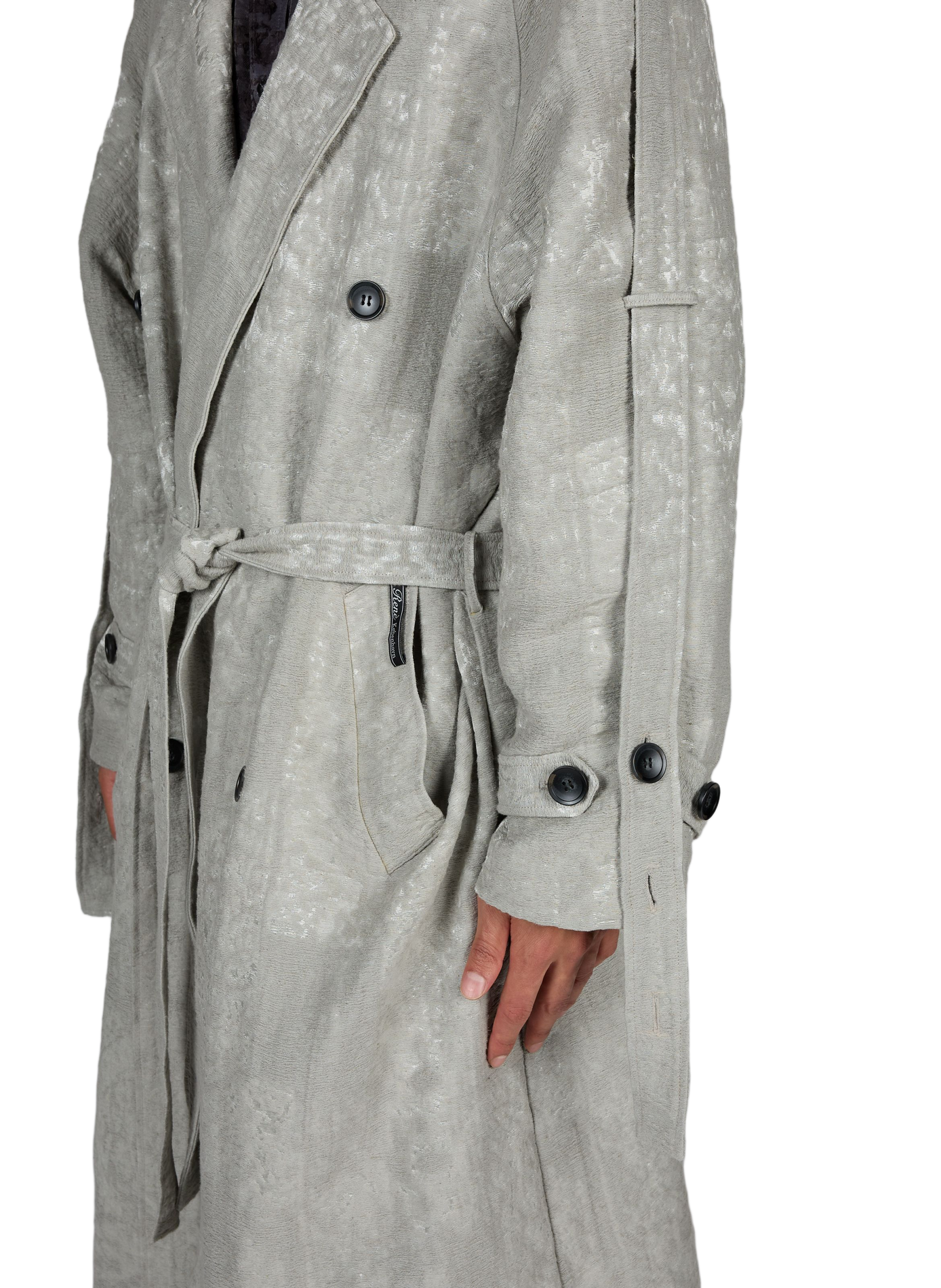 Weiter einfarbiger Mantel im Trenchcoat-Stil RENÈ Grau