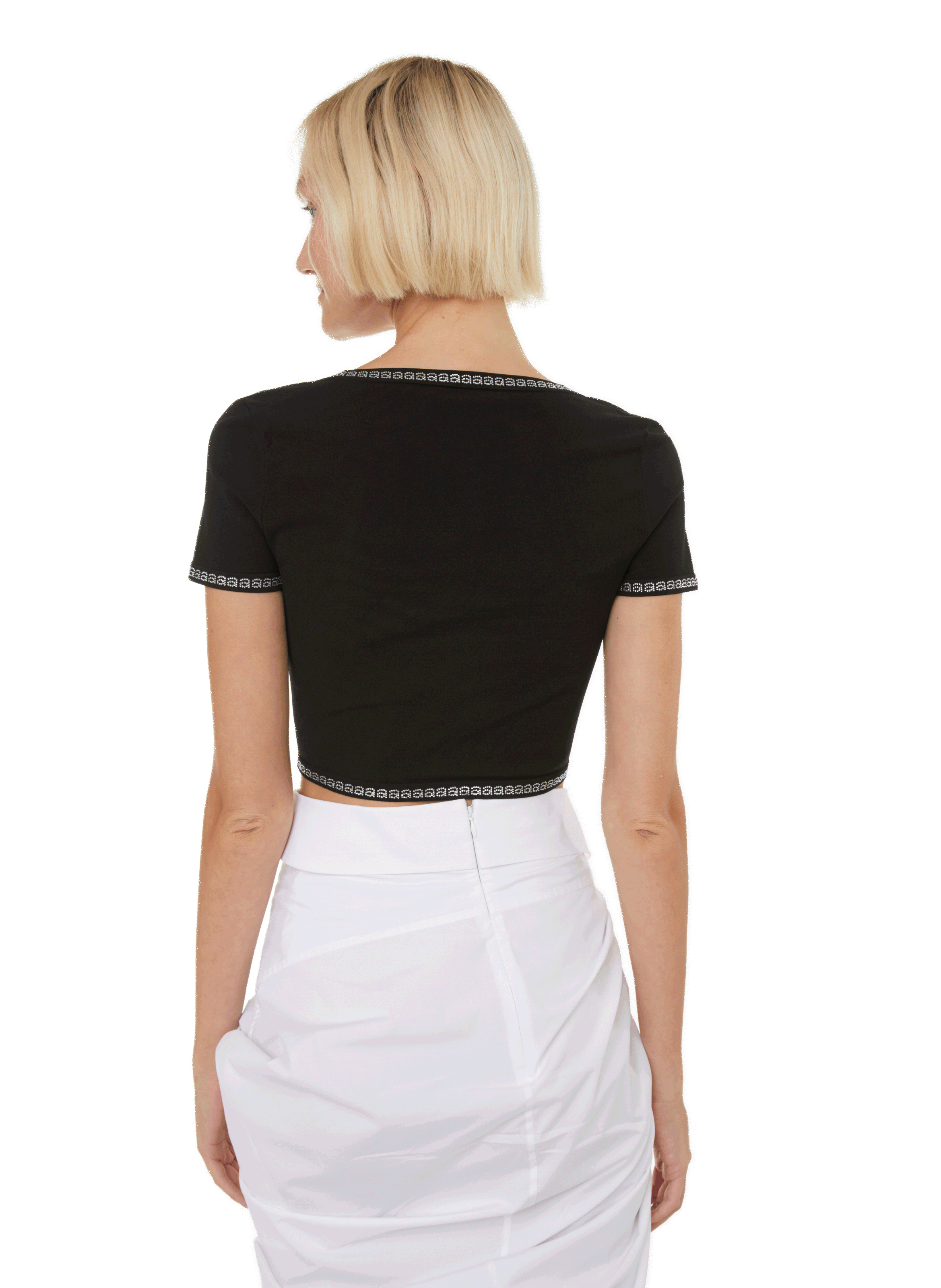 Top court avec strass ALEXANDER WANG Noir