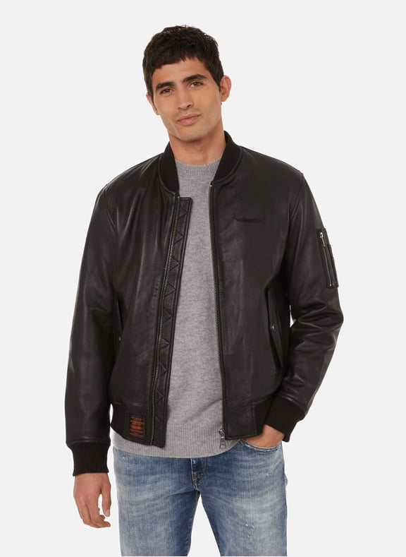 Viper leather bomber jacket Black by BOMBERS ORIGINAL BOMBERS ORIGINAL Viper leather bomber jacket Black