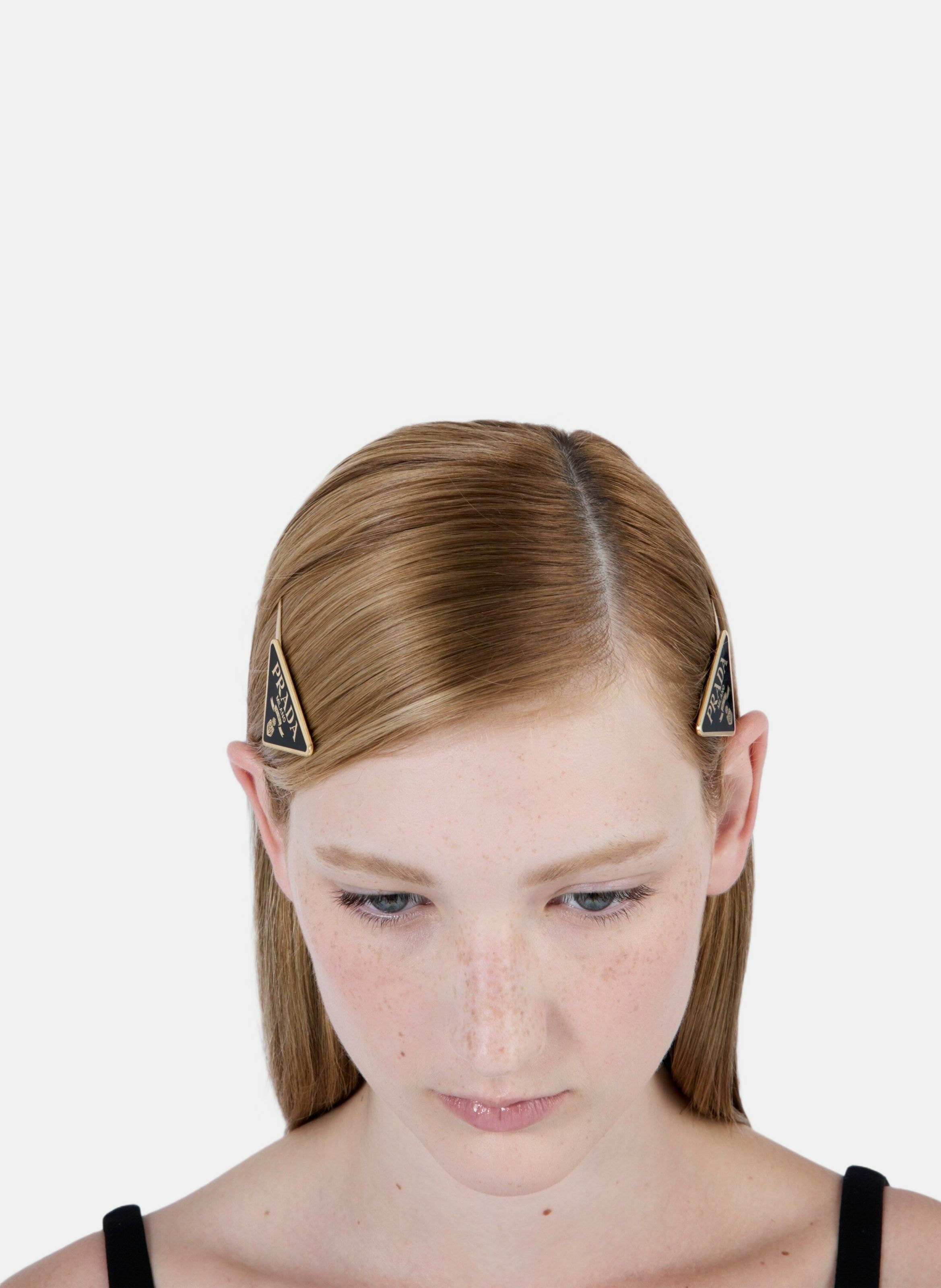 Épingles à cheveux en métal PRADA Noir