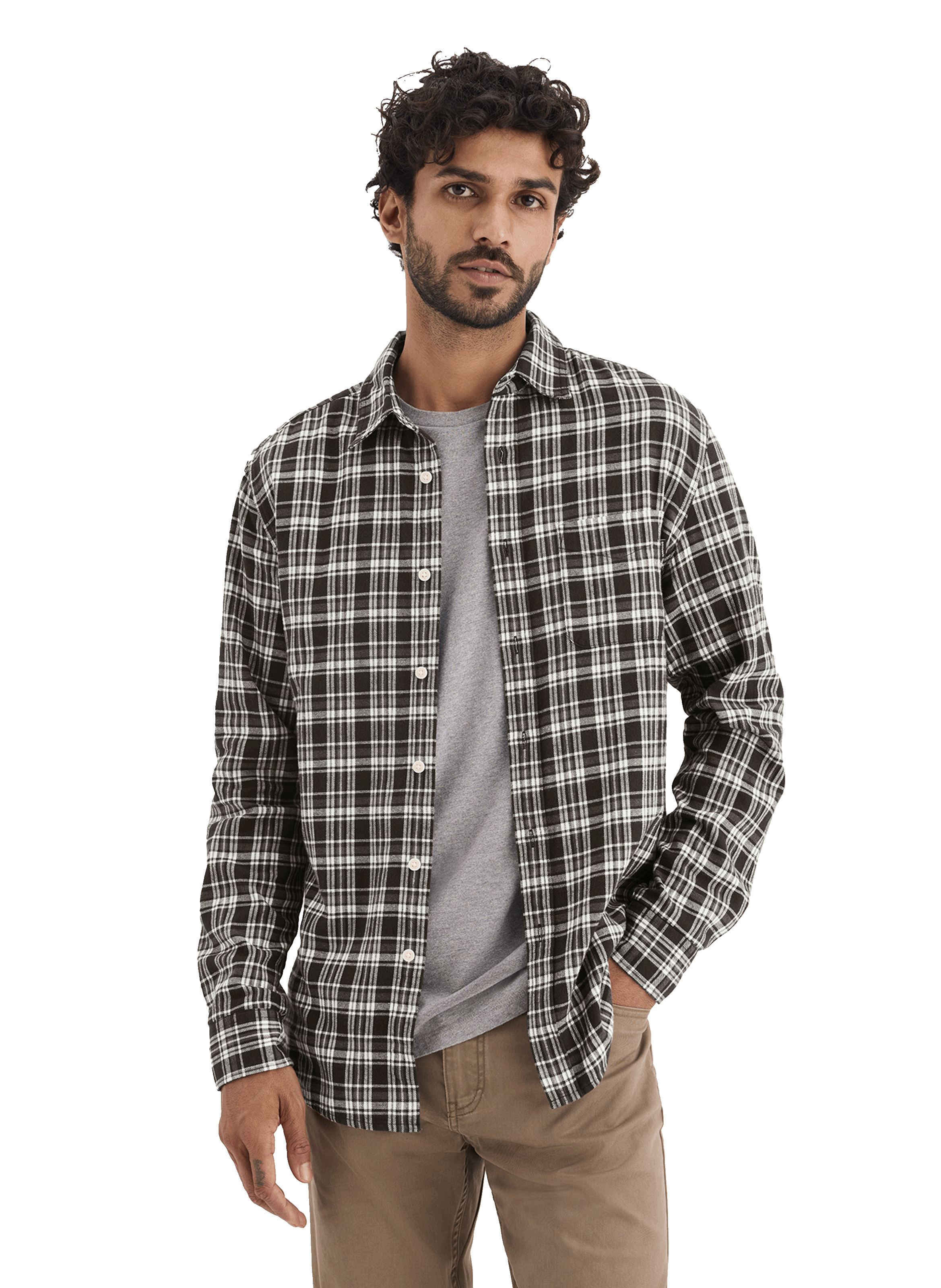 DOCKERS Slim-fit linen and cotton shirt Brown