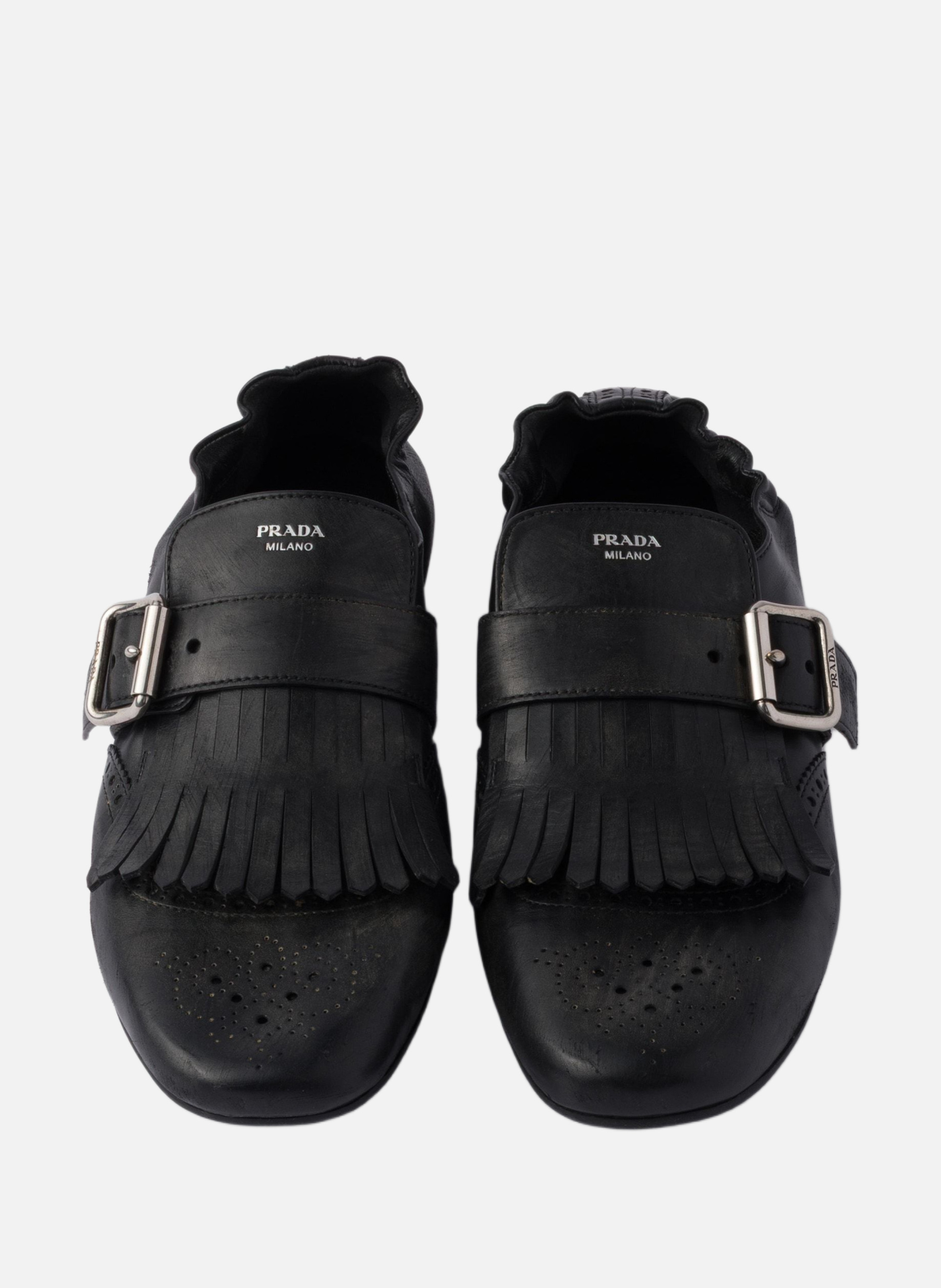 Chaussures en cuir shuffle avec boucle PRADA Noir