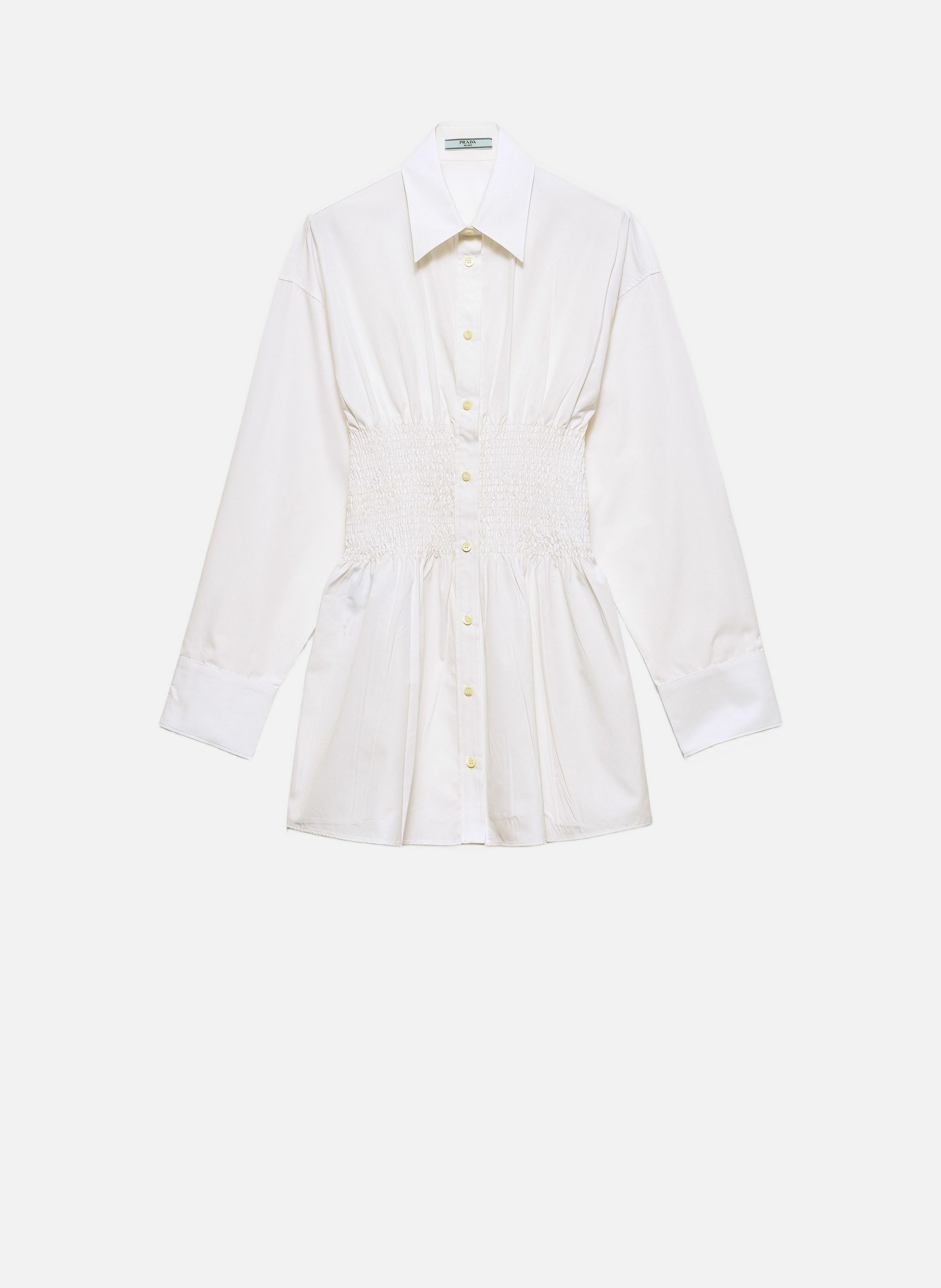 Chemise en popeline à smocks PRADA Blanc