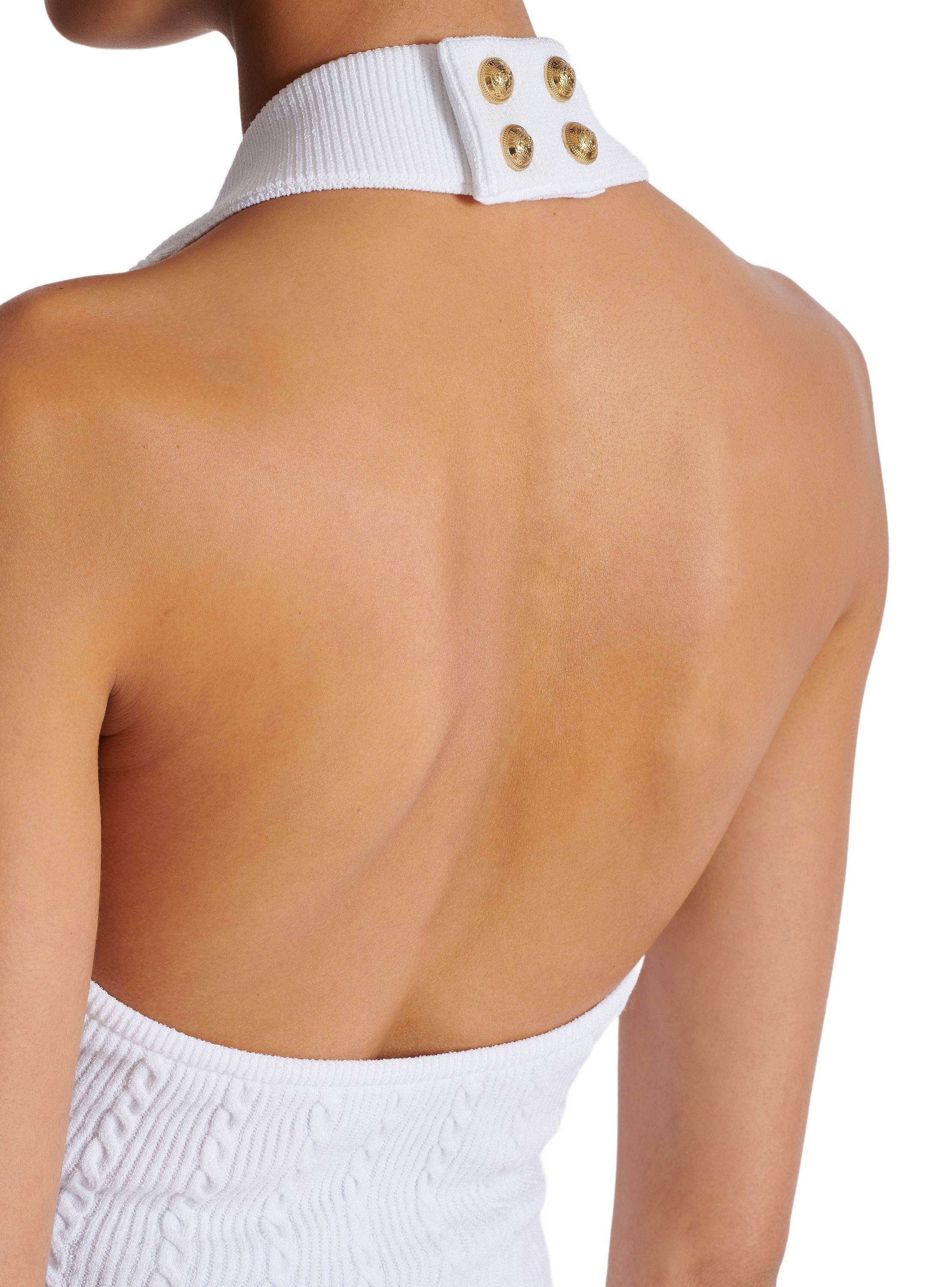 Top dos-nu en maille torsadée BALMAIN Blanc