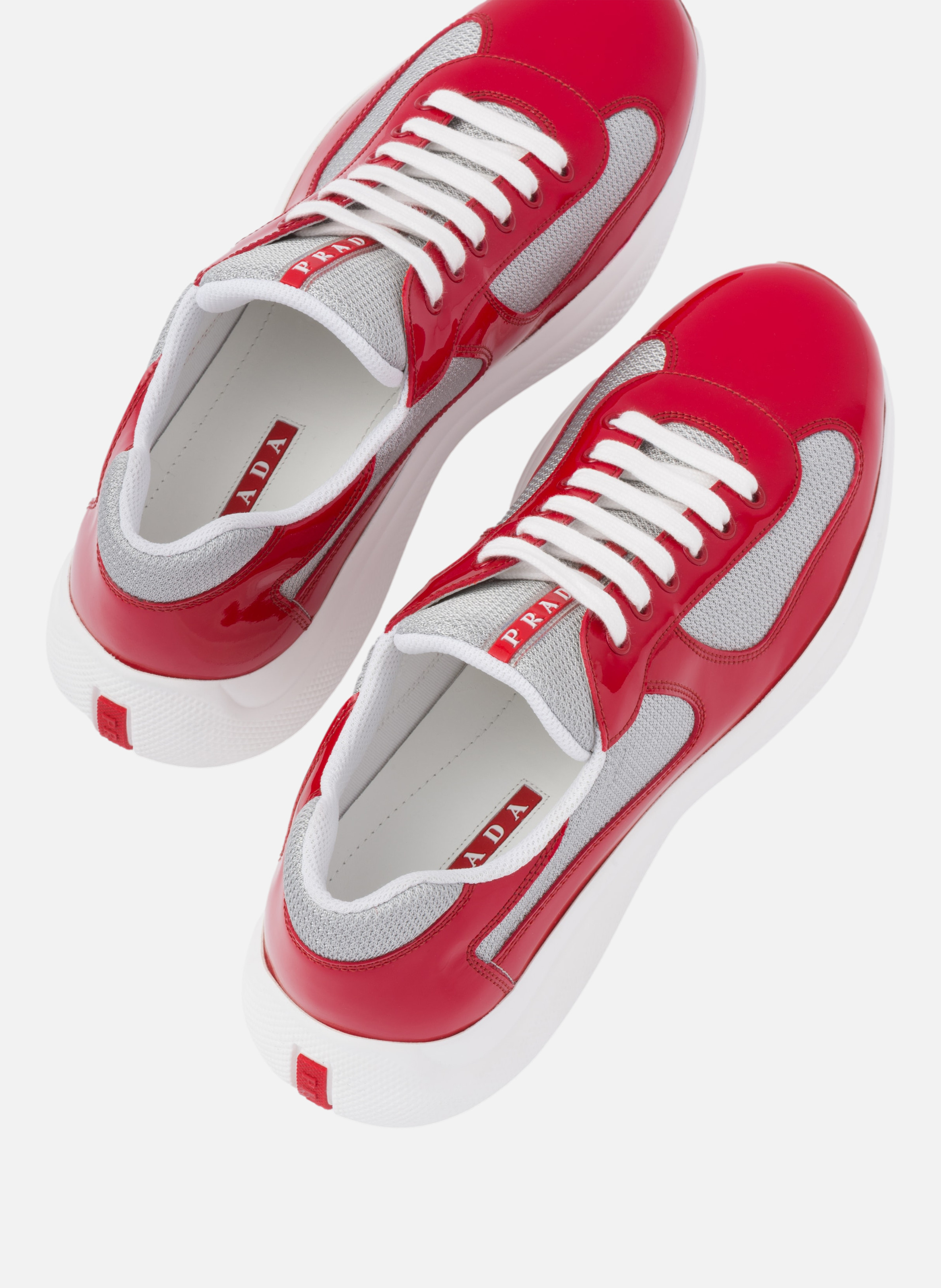 Sneakers prada america’s cup en cuir verni et tiss PRADA Rouge