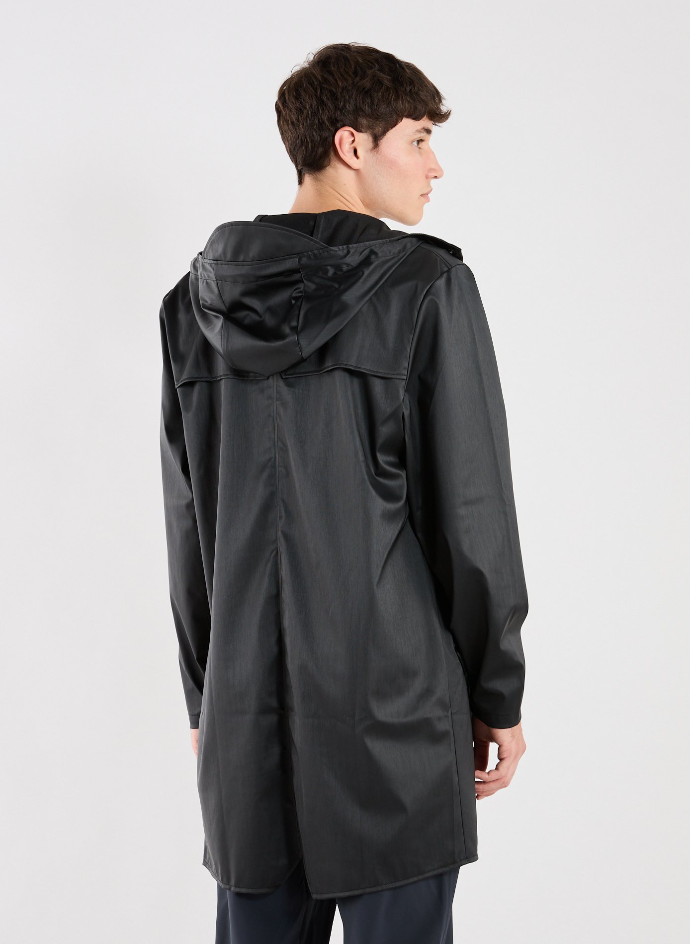 Imperméable long à capuche RAINS Noir