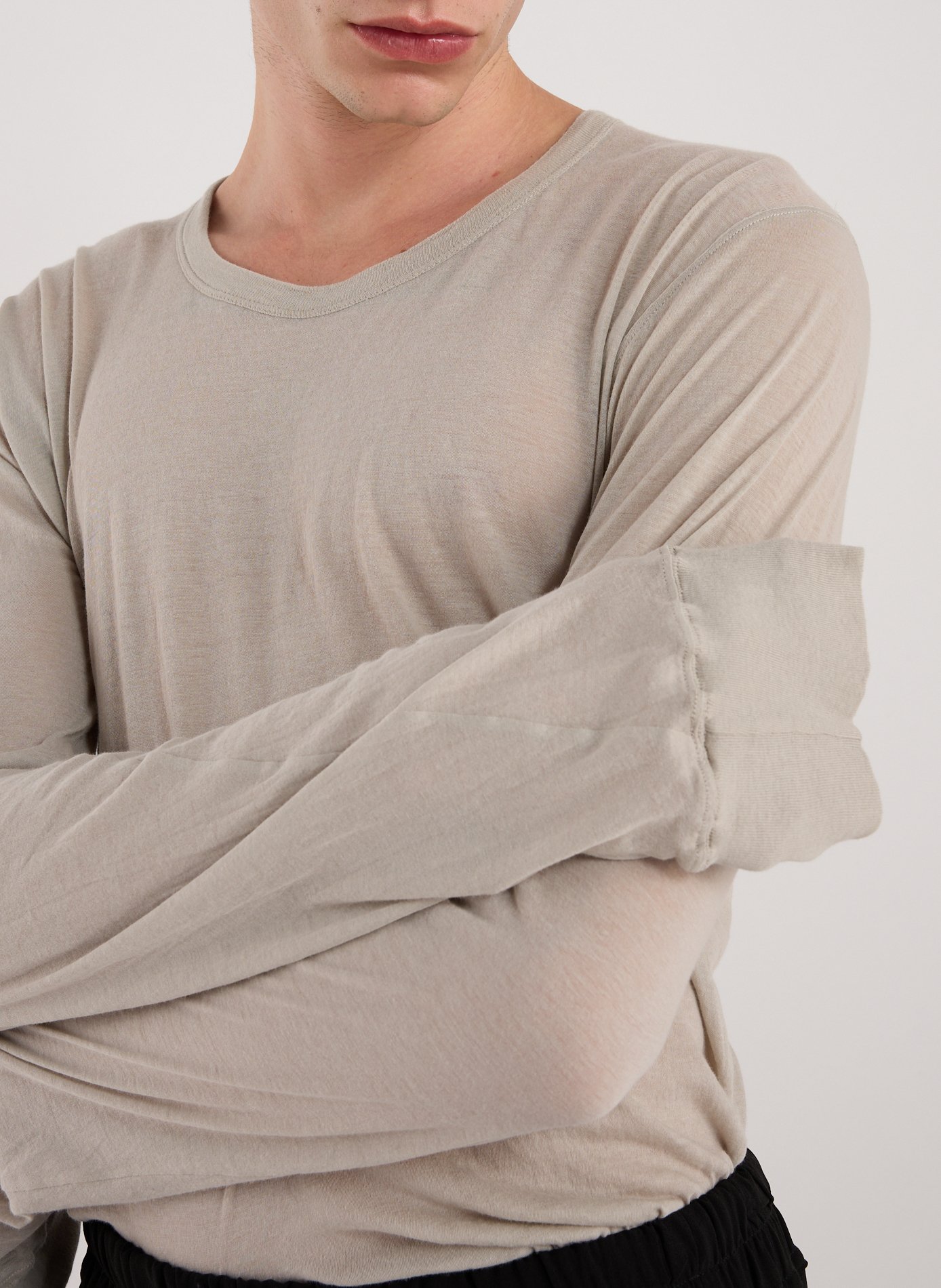 Long-sleeve cotton T-shirt RICK OWENS Beige