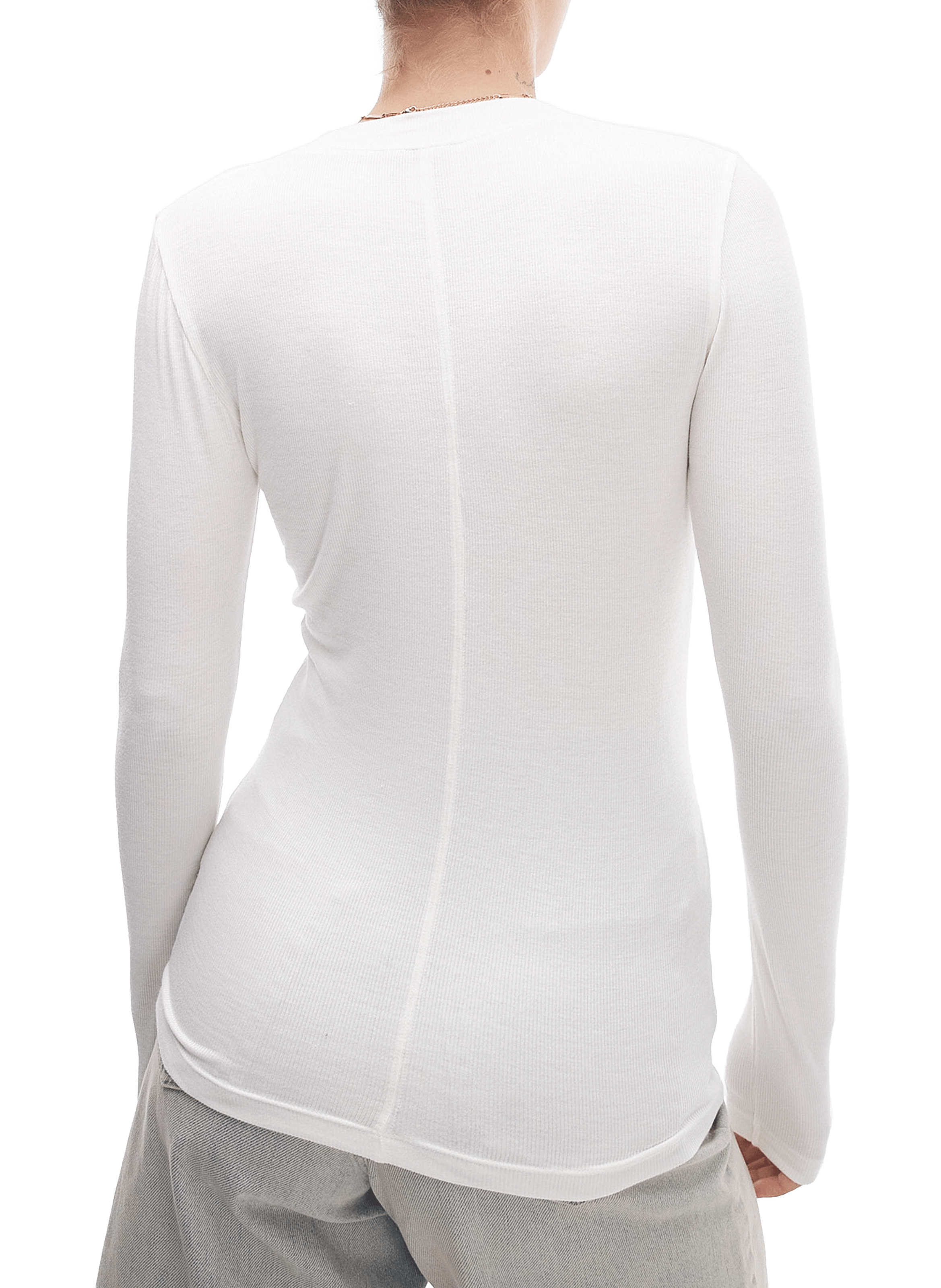 T-shirt col rond à manches longues TOPSHOP Blanc