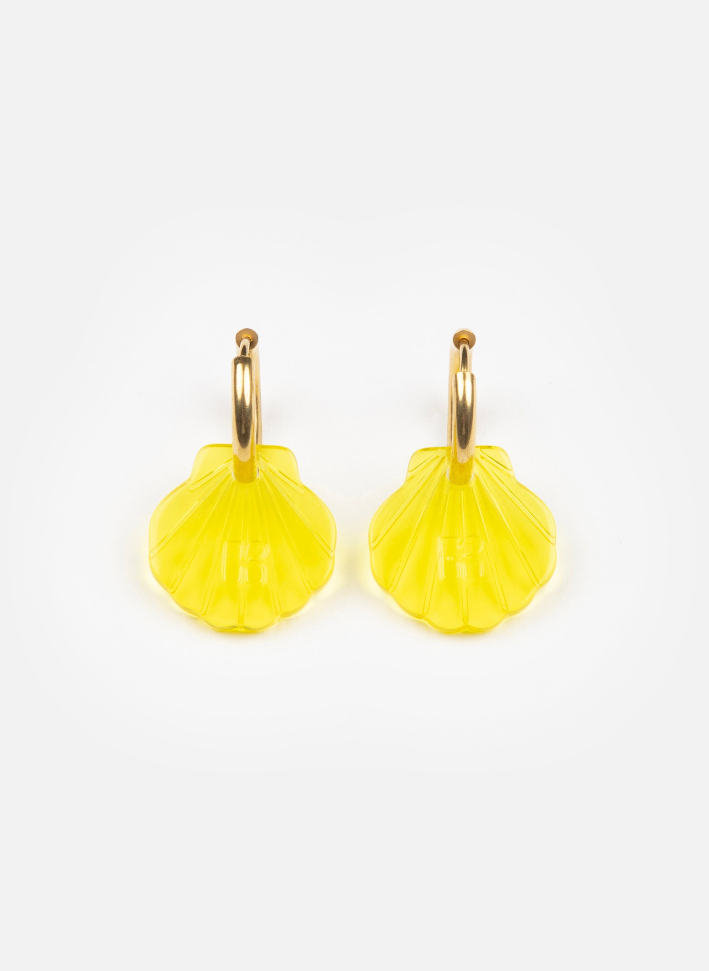 Boucles d'oreilles baby mermaid avec anneaux en acier inoxydable doré  Jaune