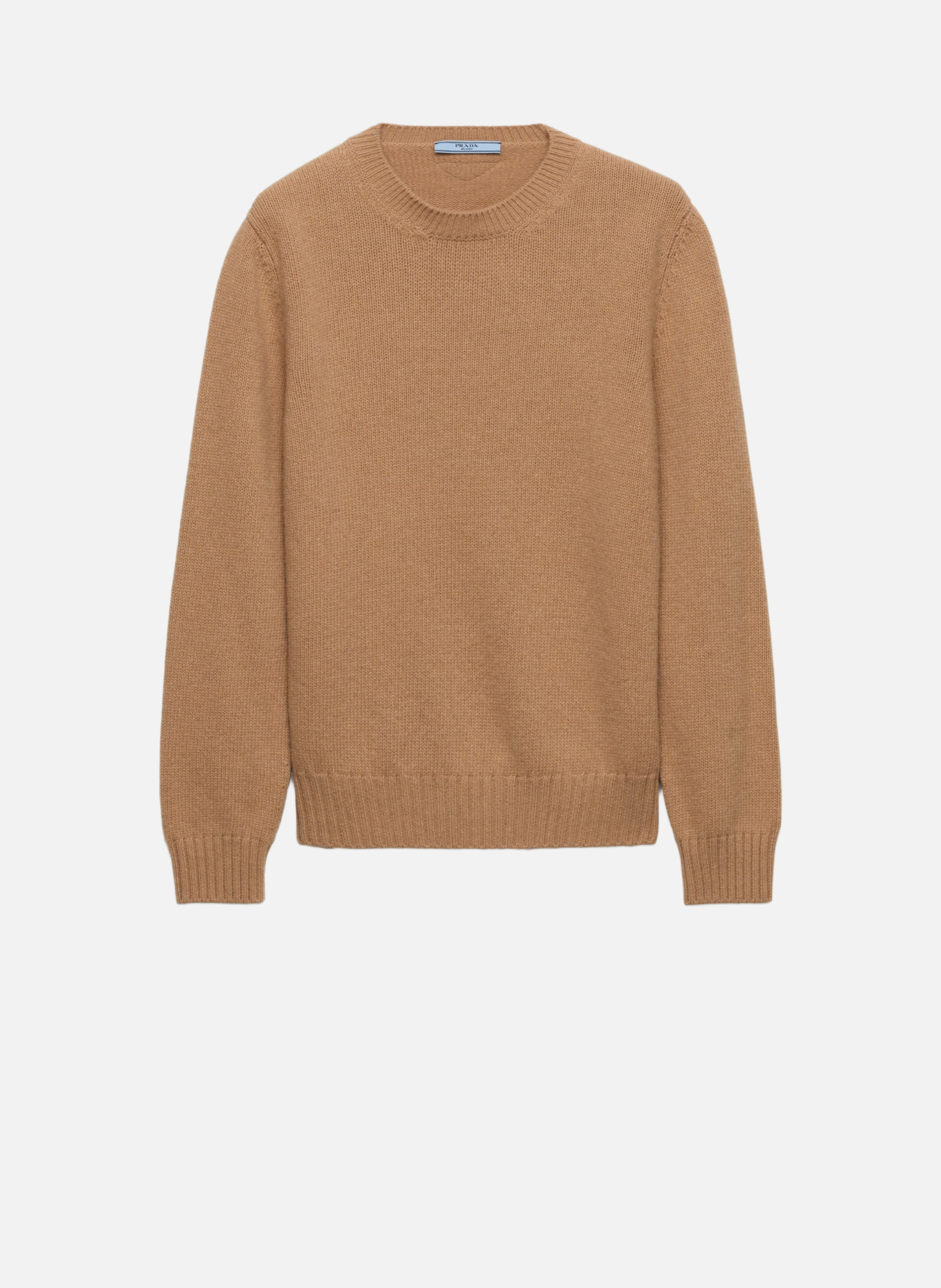 Pull à col rond en laine et cachemire PRADA Marron